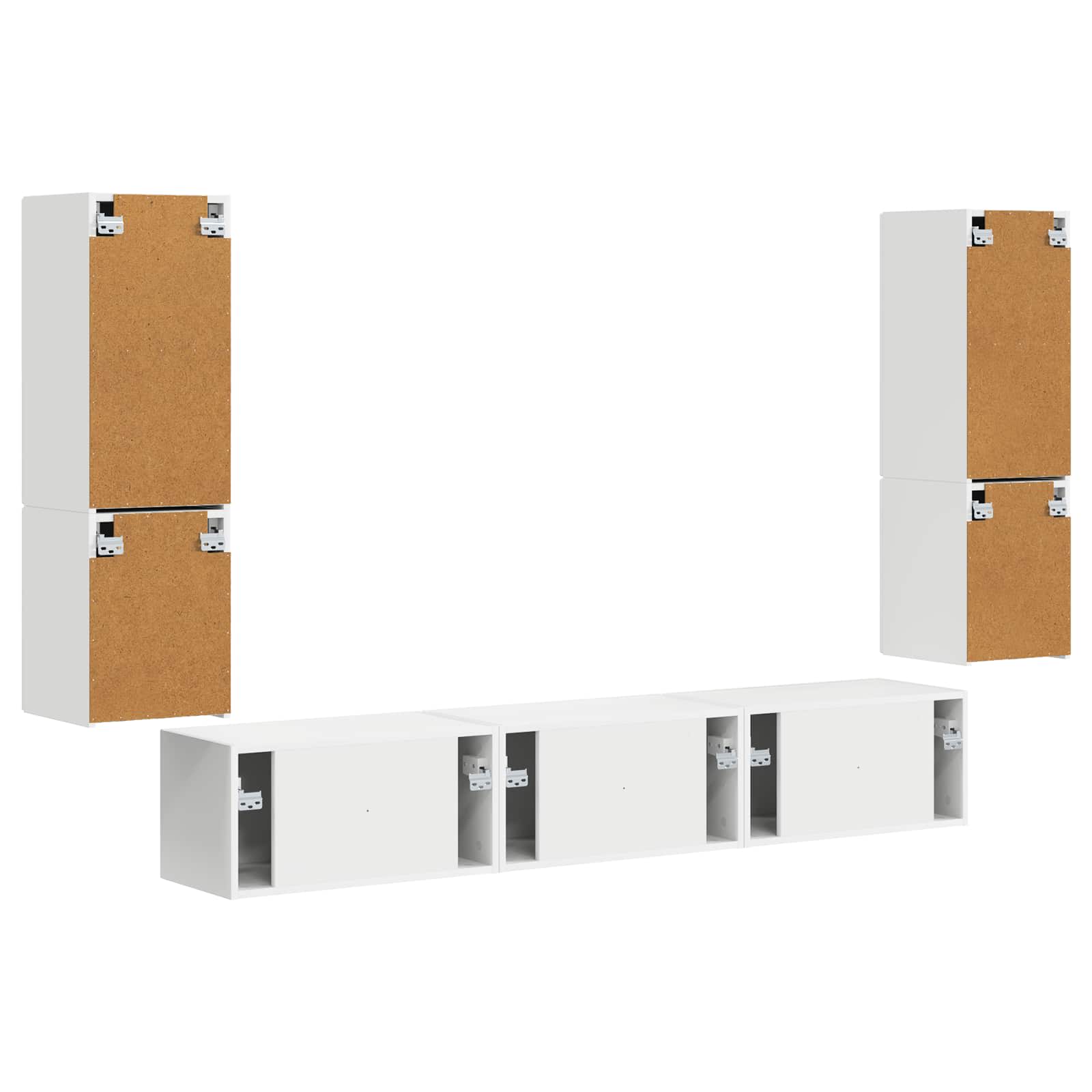 Ensemble meuble TV Montage mural 4 pcs Blanc Bois d'ingénierie - XIOS