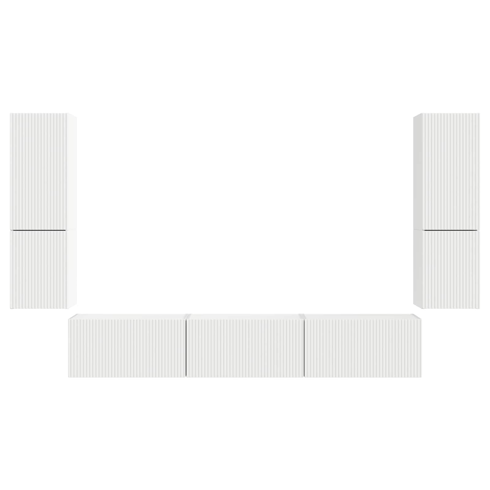 Ensemble meuble TV Montage mural 4 pcs Blanc Bois d'ingénierie - XIOS