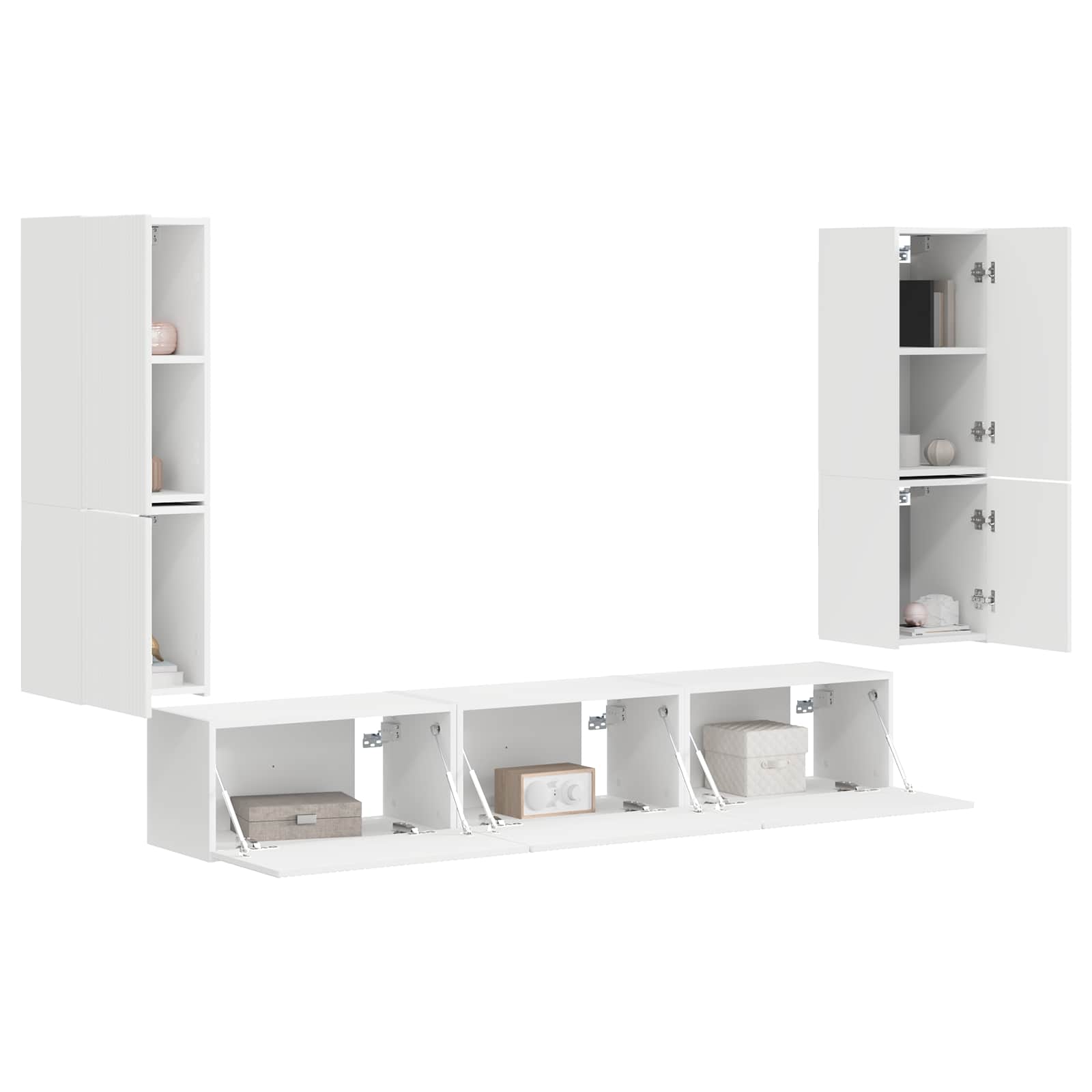 Ensemble meuble TV Montage mural 4 pcs Blanc Bois d'ingénierie - XIOS