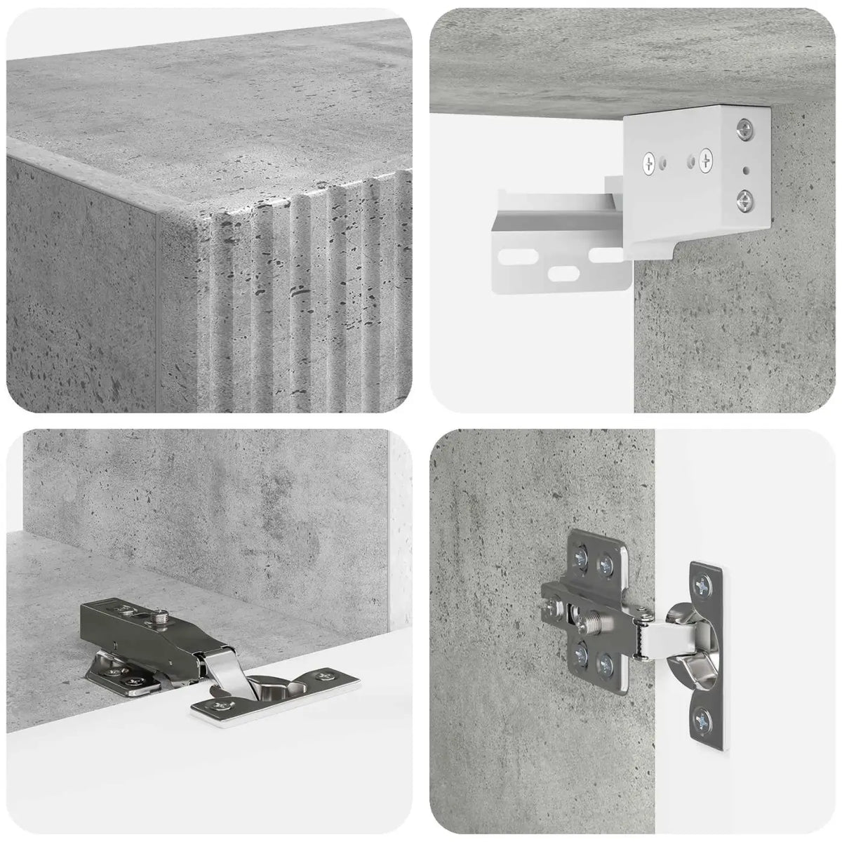 Ensemble meuble TV 4 pc Gris béton Bois d’ingénierie - XIOS