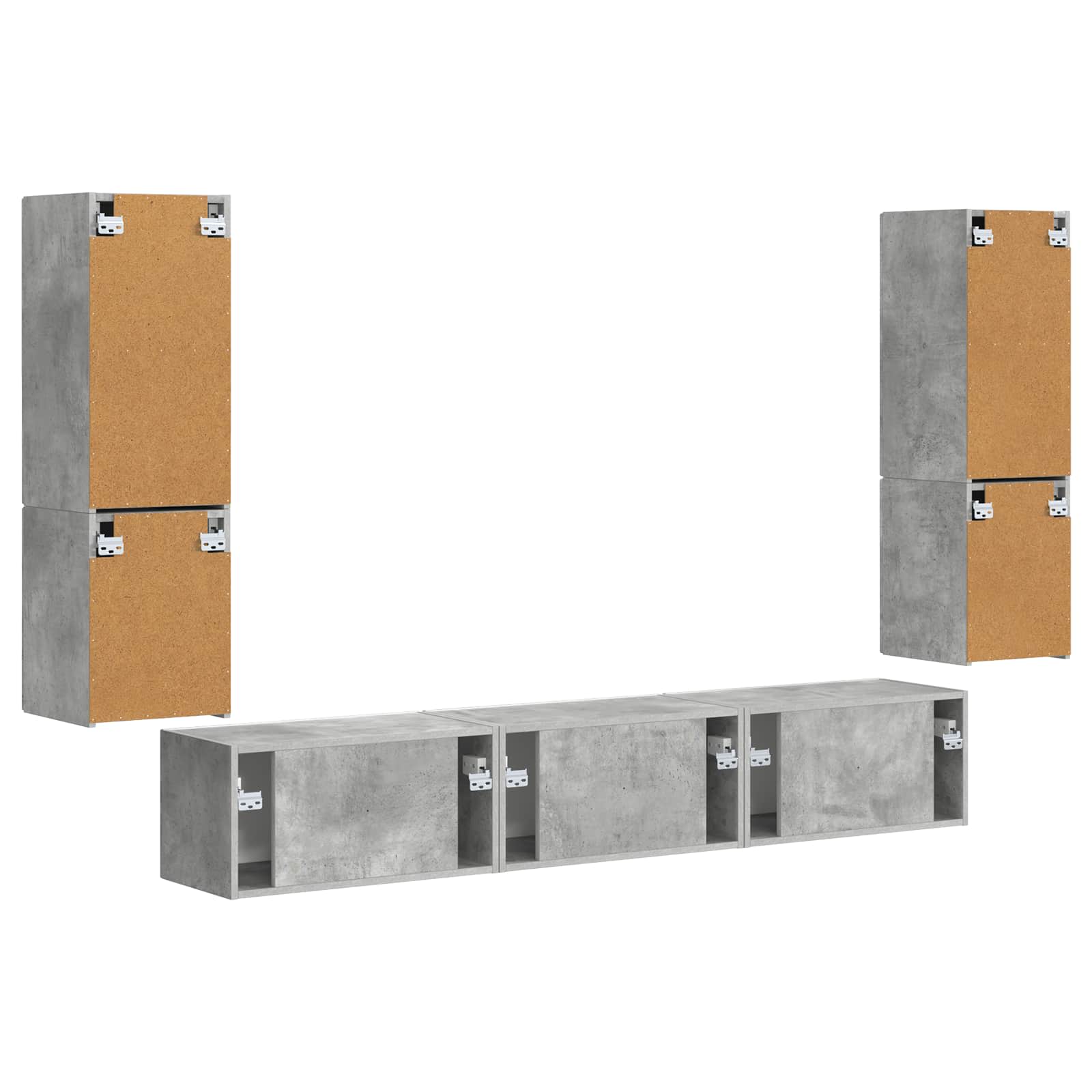 Ensemble meuble TV 4 pcs Gris béton Bois d'ingénierie - XIOS