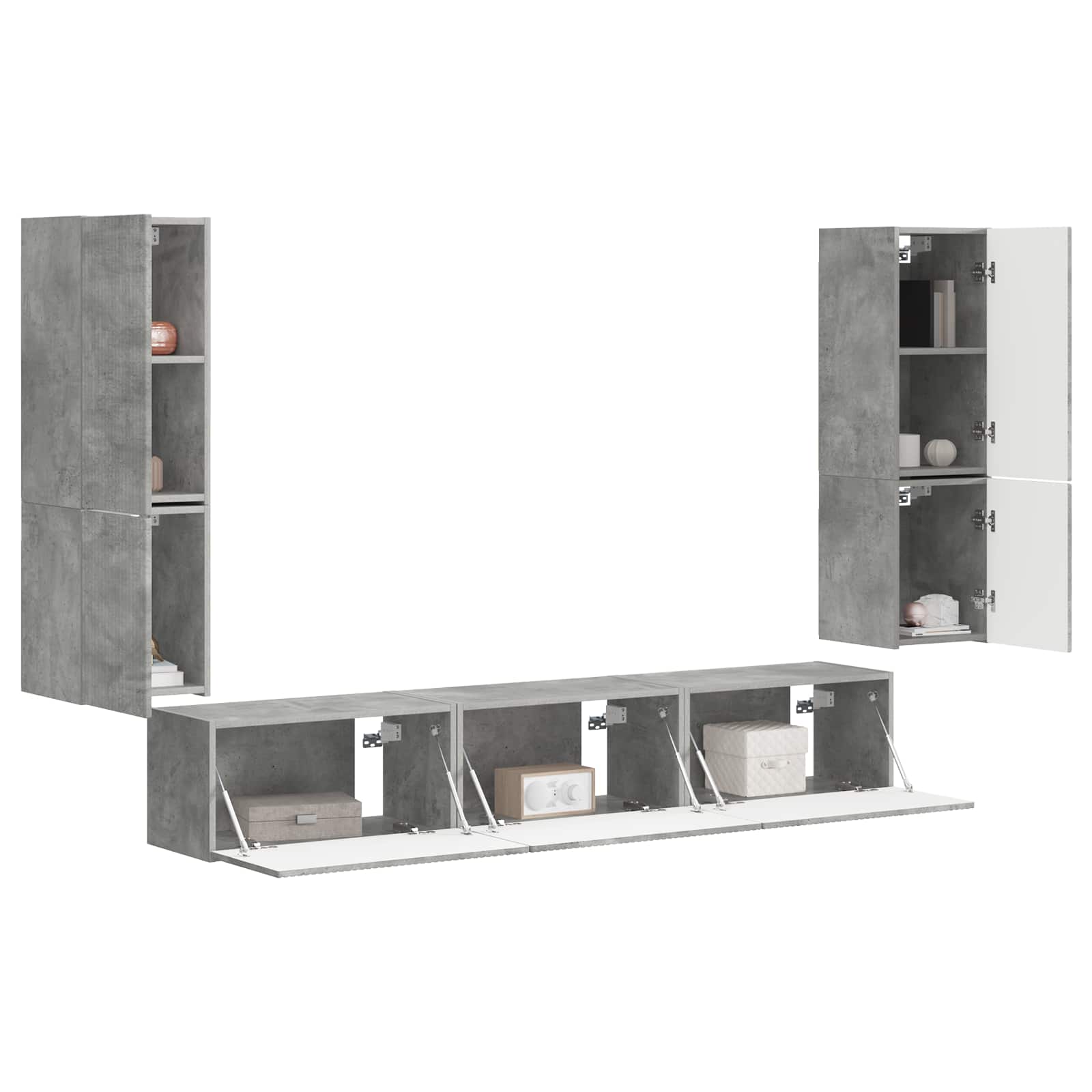 Ensemble meuble TV 4 pcs Gris béton Bois d'ingénierie - XIOS