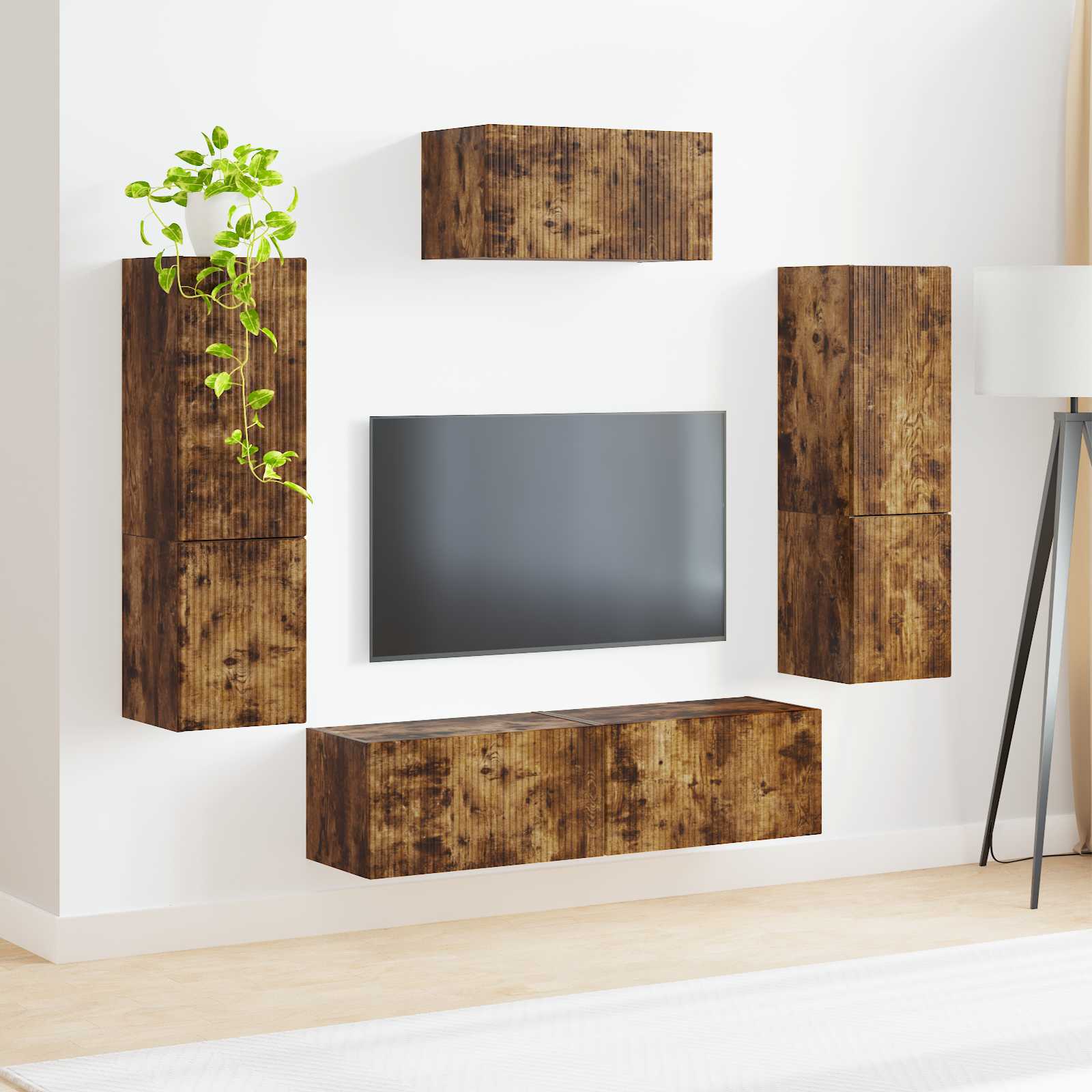 Ensemble meuble TV 4 pcs Chêne fumé Bois d'ingénierie - XIOS