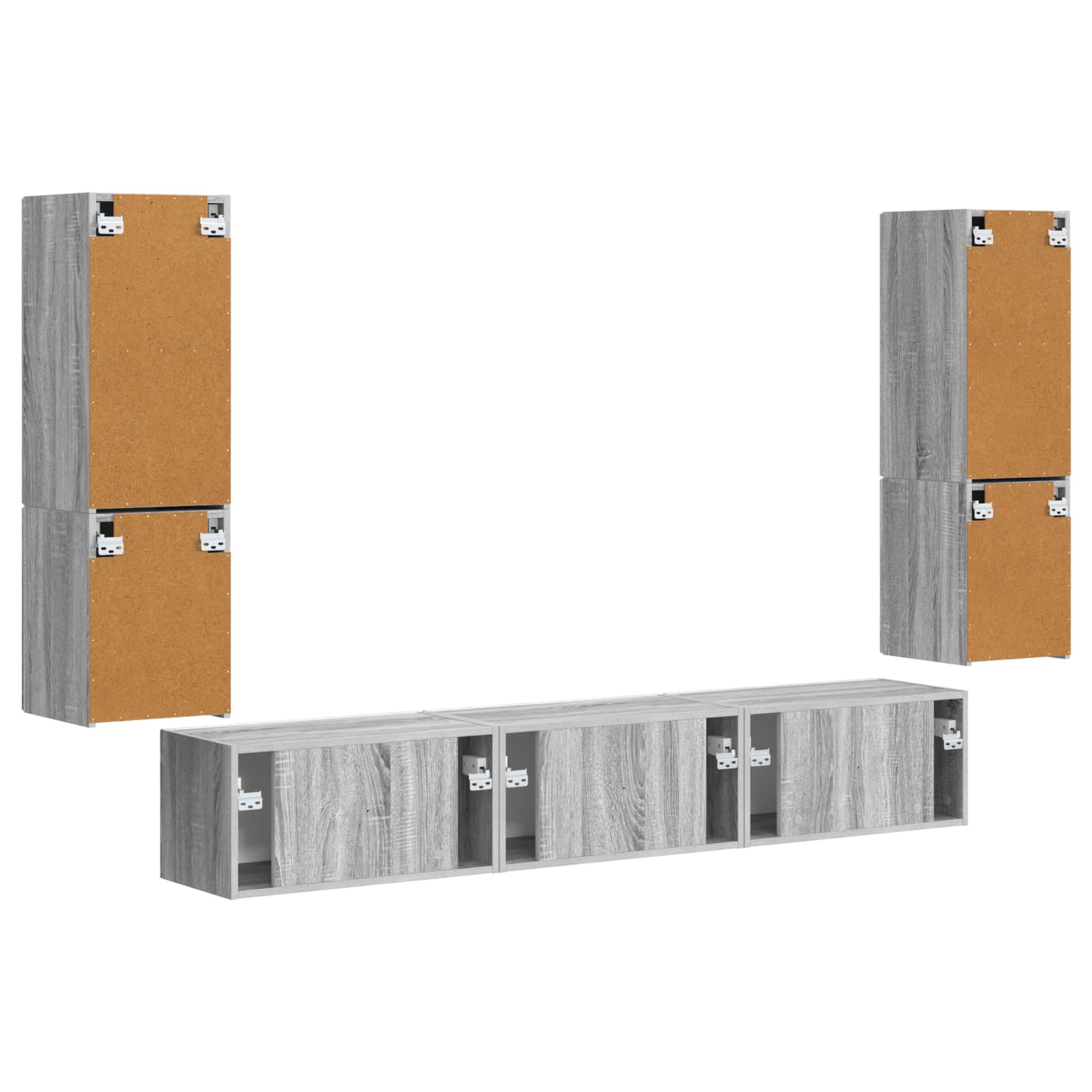 Ensemble meuble TV 4 pcs Gris Sonoma Bois d'ingénierie - XIOS