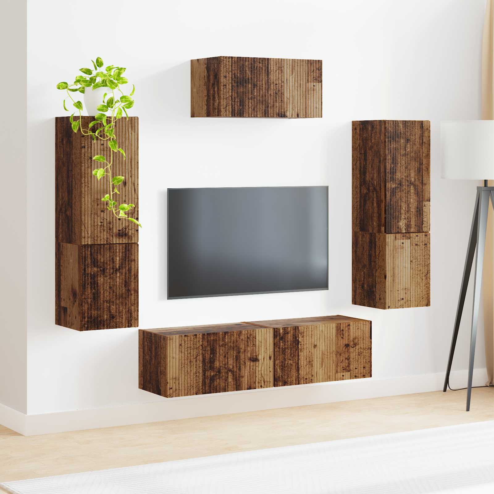 Ensemble meuble TV 4 pcs Bois ancien Bois d'ingénierie - XIOS