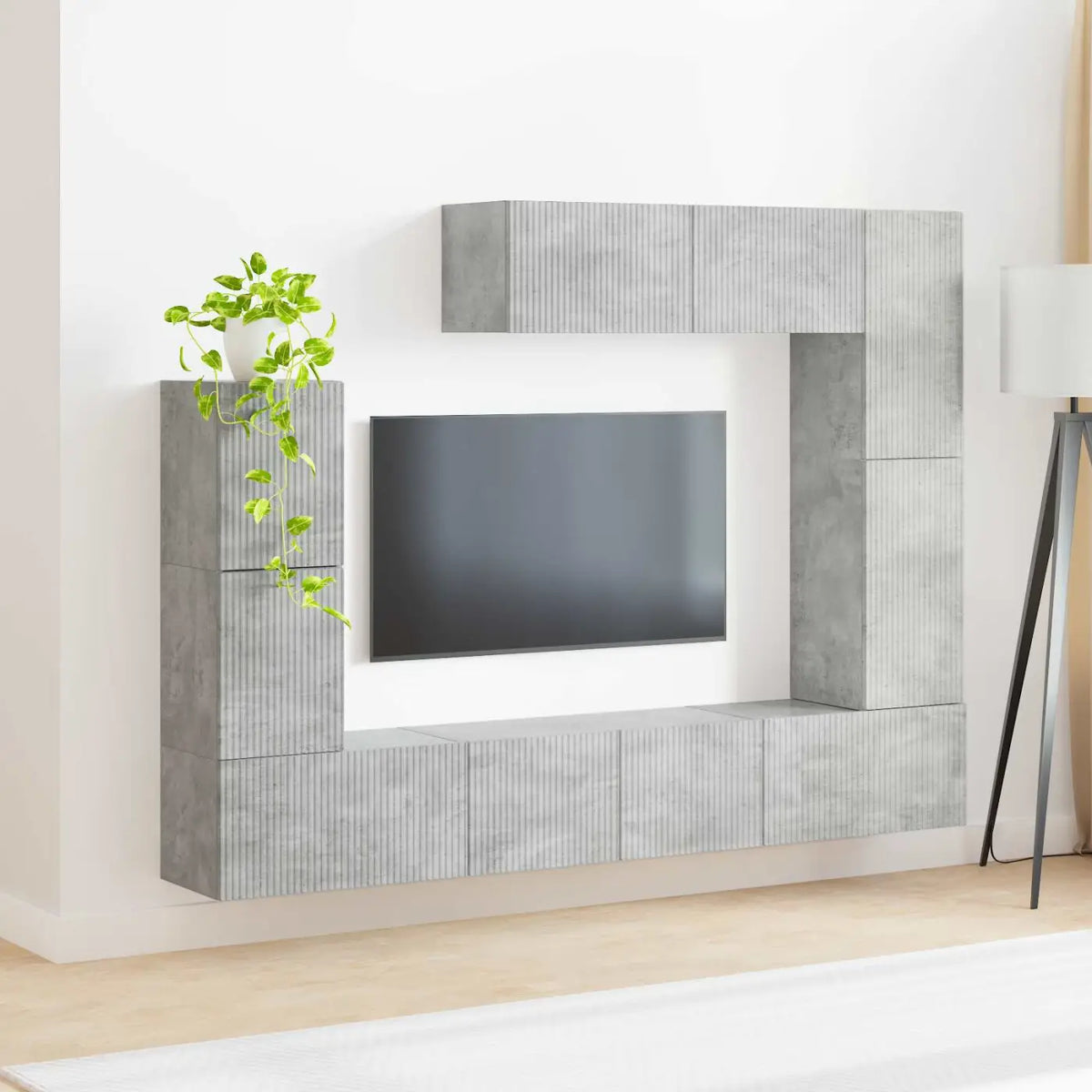 Ensemble meuble TV 5 pc Gris béton Bois d’ingénierie - XIOS