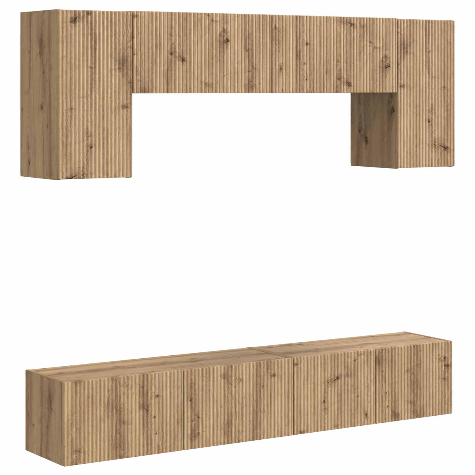 Ensemble meuble TV 5 pcs Gris béton Bois d'ingénierie - XIOS