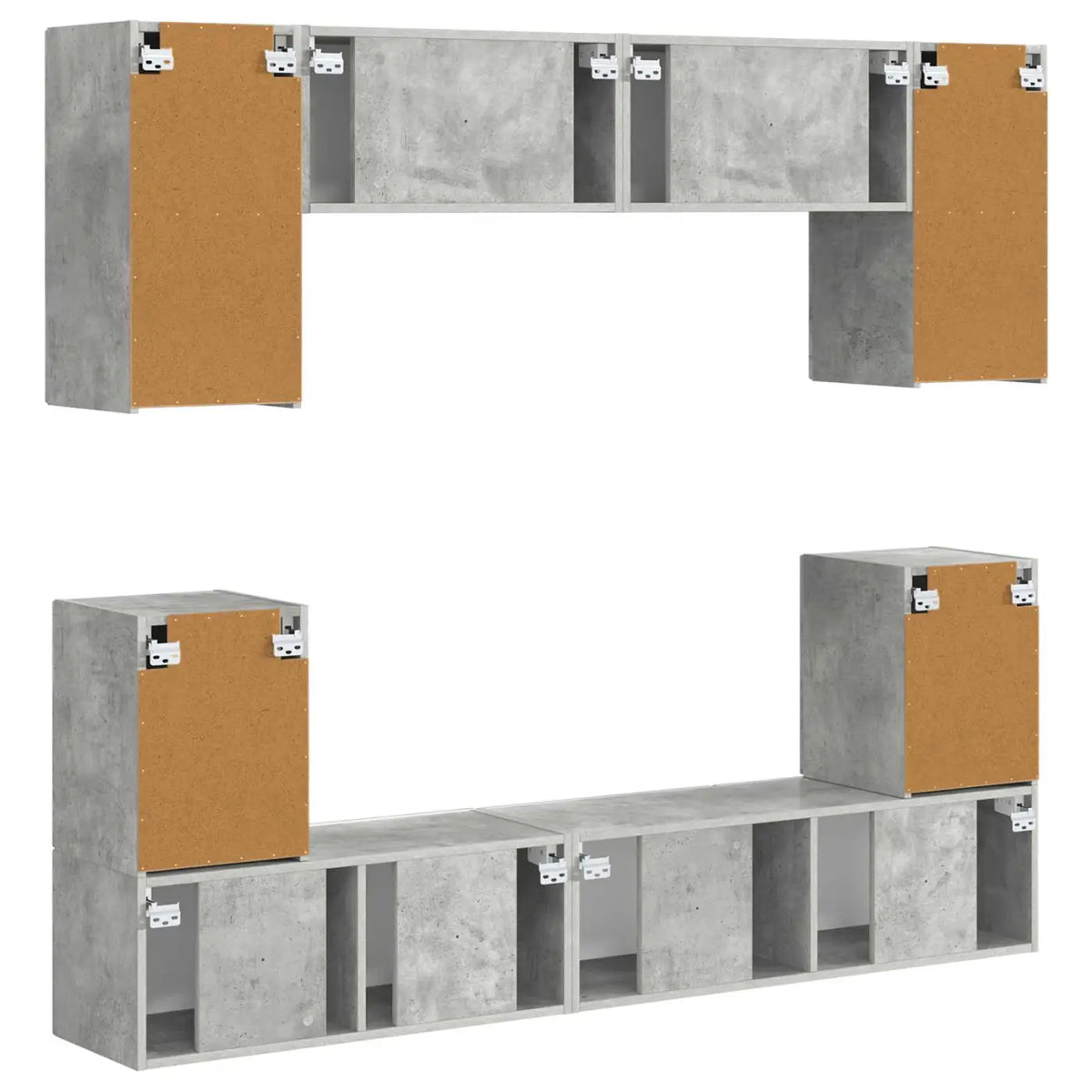 Ensemble meuble TV 5 pc Gris béton Bois d’ingénierie - XIOS