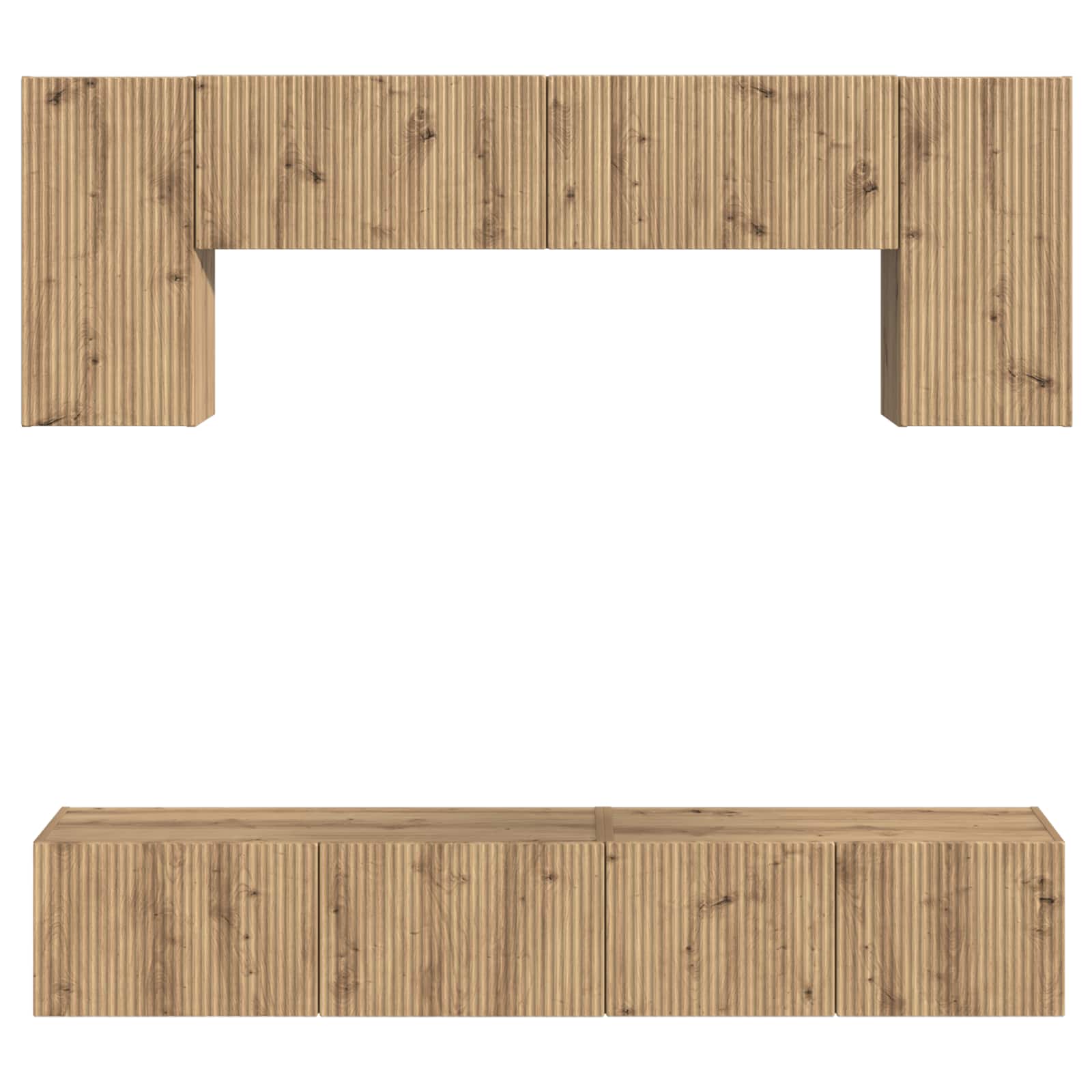 Ensemble meuble TV 5 pcs Gris béton Bois d'ingénierie - XIOS