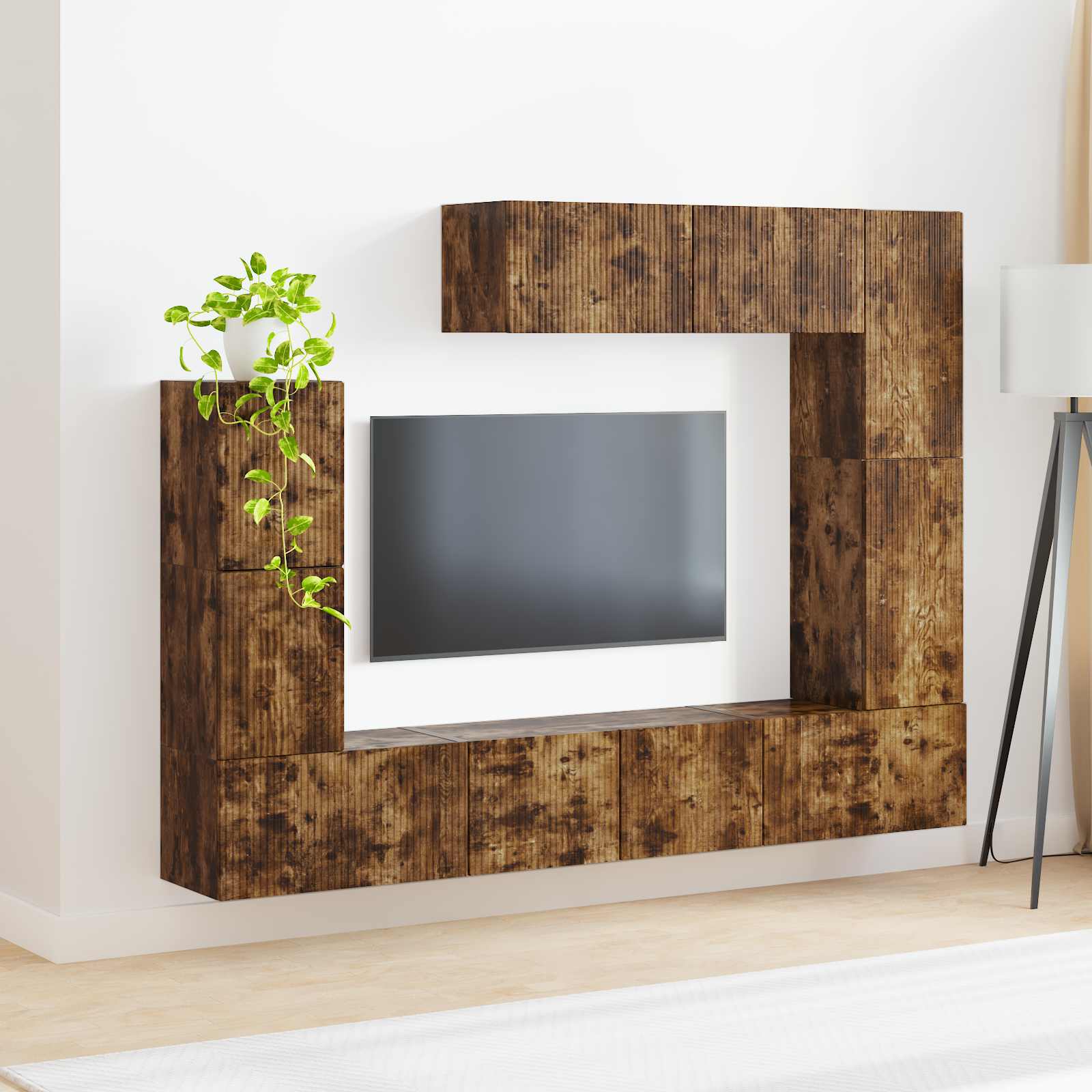 Ensemble meuble TV 5 pcs Chêne fumé Bois d'ingénierie - XIOS