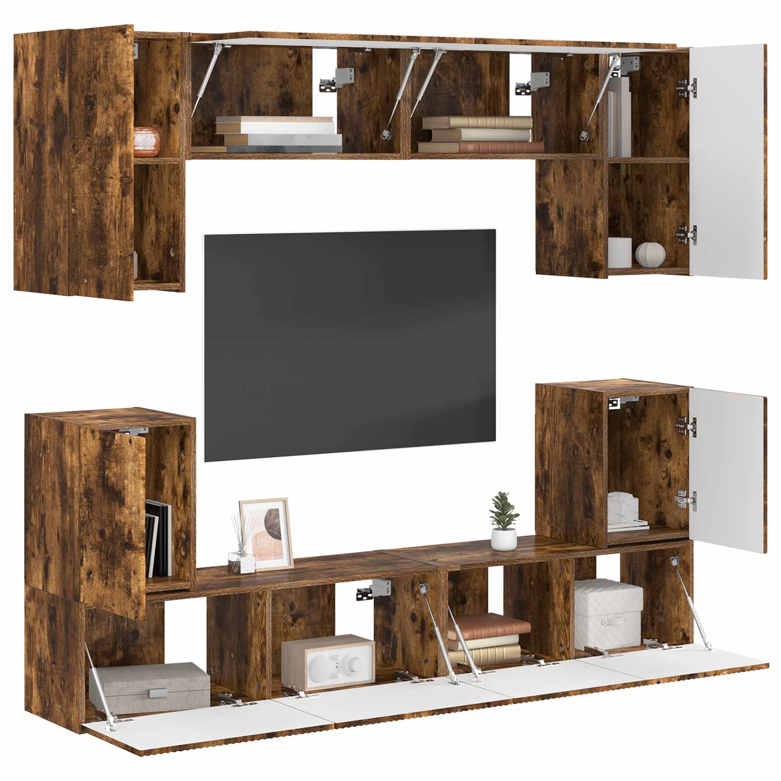Ensemble meuble TV 5 pcs Chêne fumé Bois d'ingénierie - XIOS