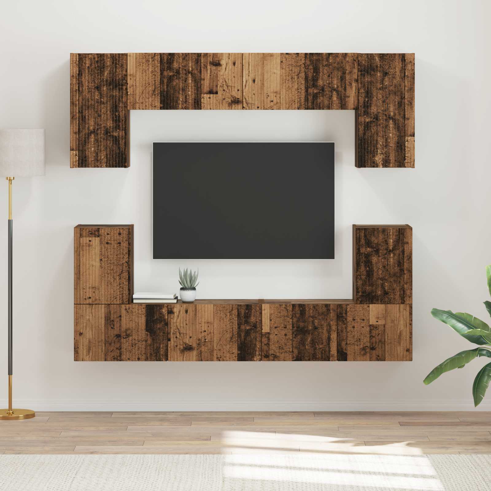 Ensemble meuble TV 5 pcs Bois Ancien Bois d'ingénierie - XIOS