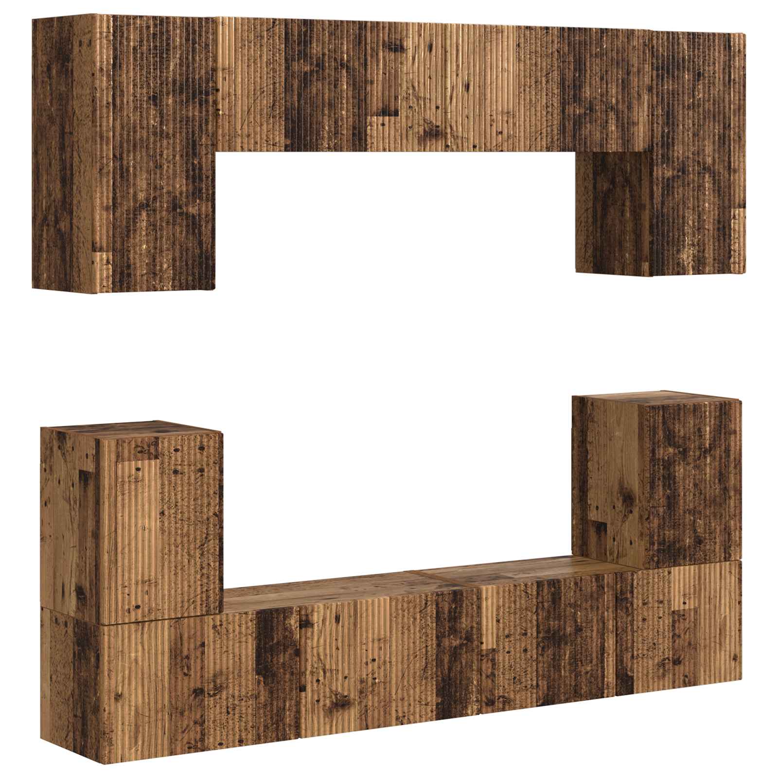 Ensemble meuble TV 5 pcs Bois Ancien Bois d'ingénierie - XIOS