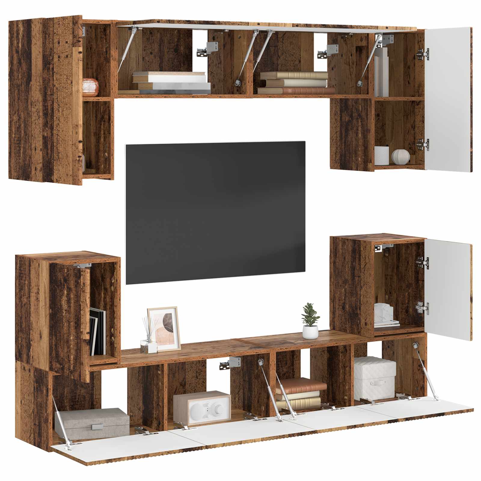 Ensemble meuble TV 5 pcs Bois Ancien Bois d'ingénierie - XIOS