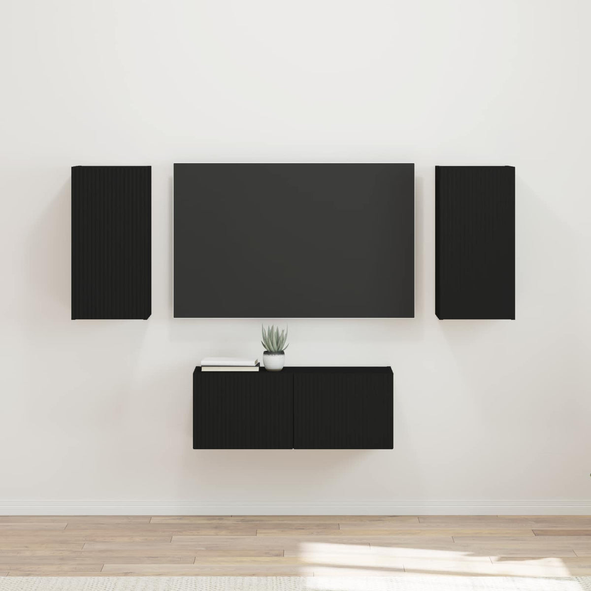 Ensemble meuble TV 6 pc Noir Bois d'ingénierie