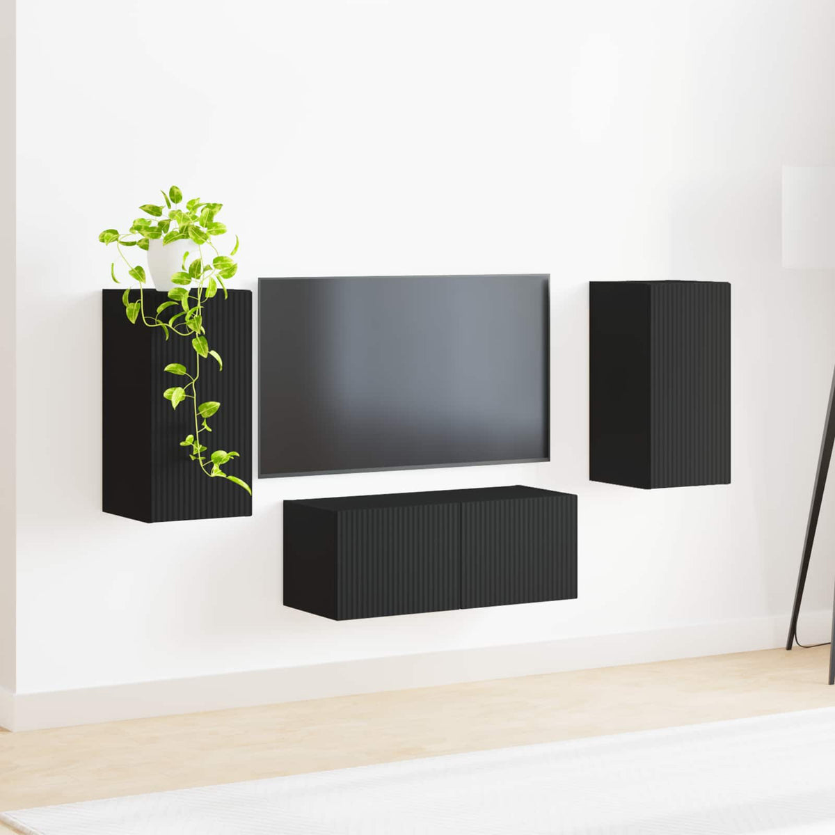 Ensemble meuble TV 6 pc Noir Bois d'ingénierie