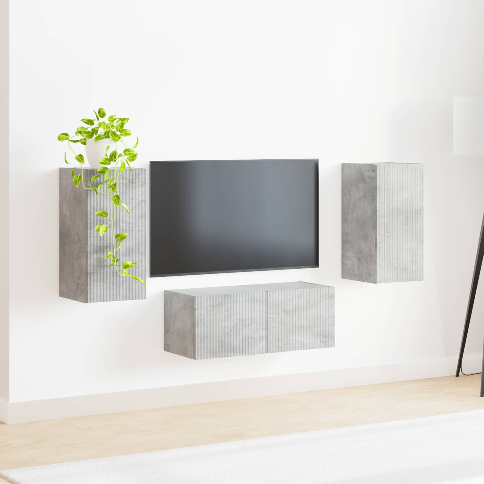 Ensemble meuble TV 6 pcs Gris béton Bois d'ingénierie - XIOS