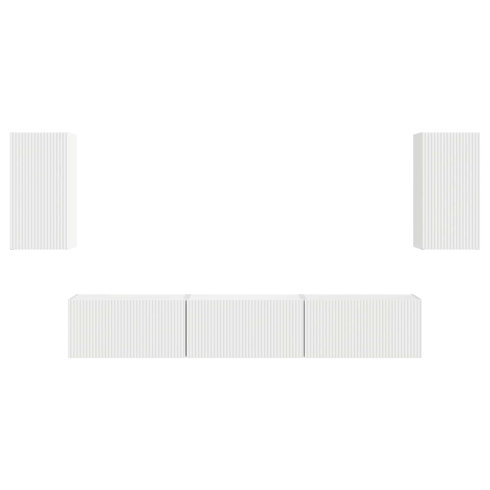 Ensemble meuble TV Montage mural 5 pcs Blanc Bois d'ingénierie - XIOS