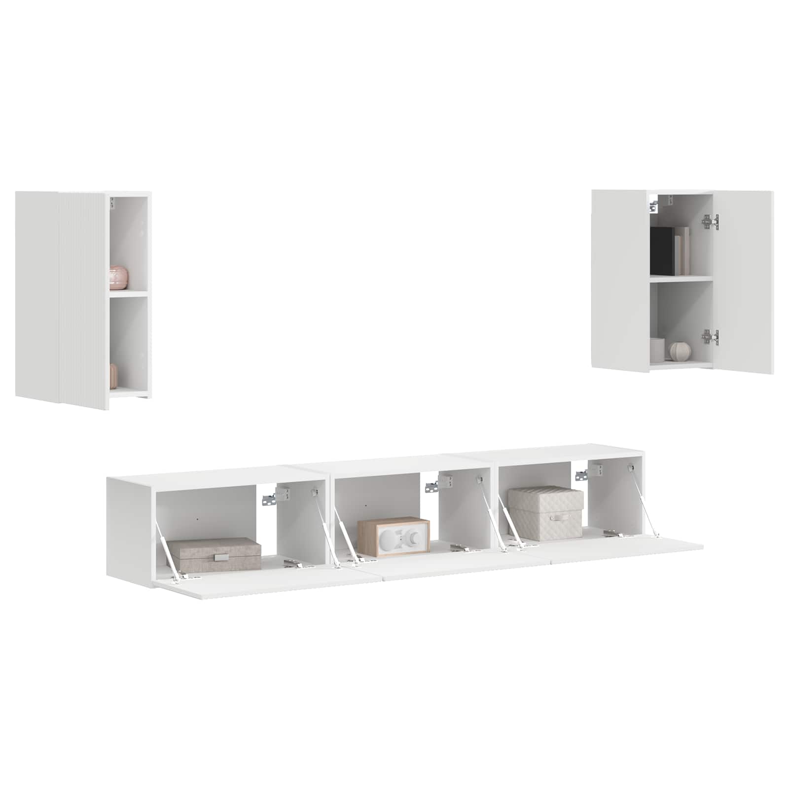 Ensemble meuble TV Montage mural 5 pcs Blanc Bois d'ingénierie - XIOS