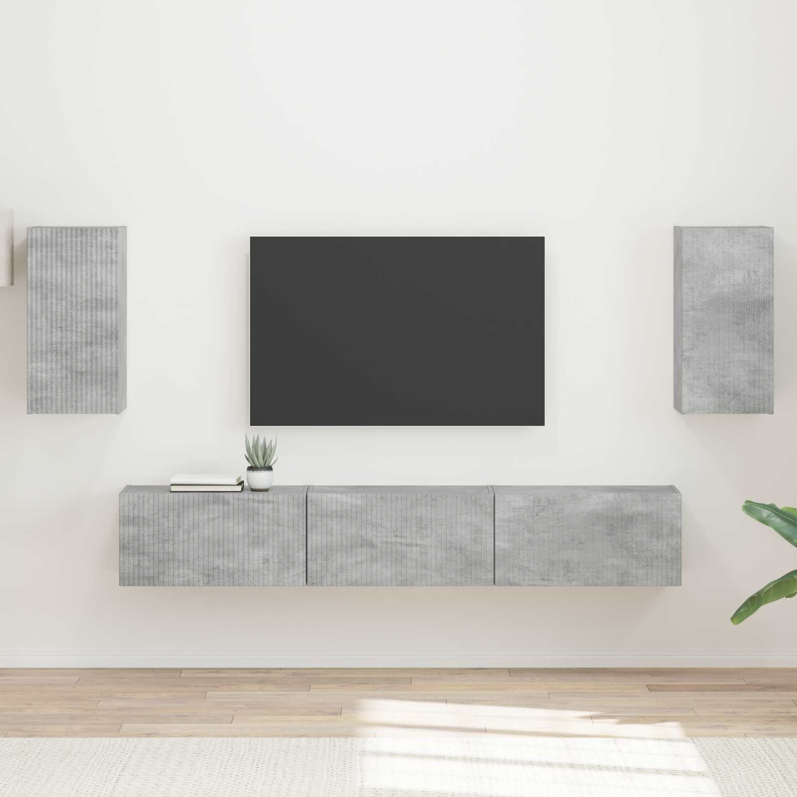 Ensemble meuble TV 5 pcs Gris béton Bois d'ingénierie - XIOS