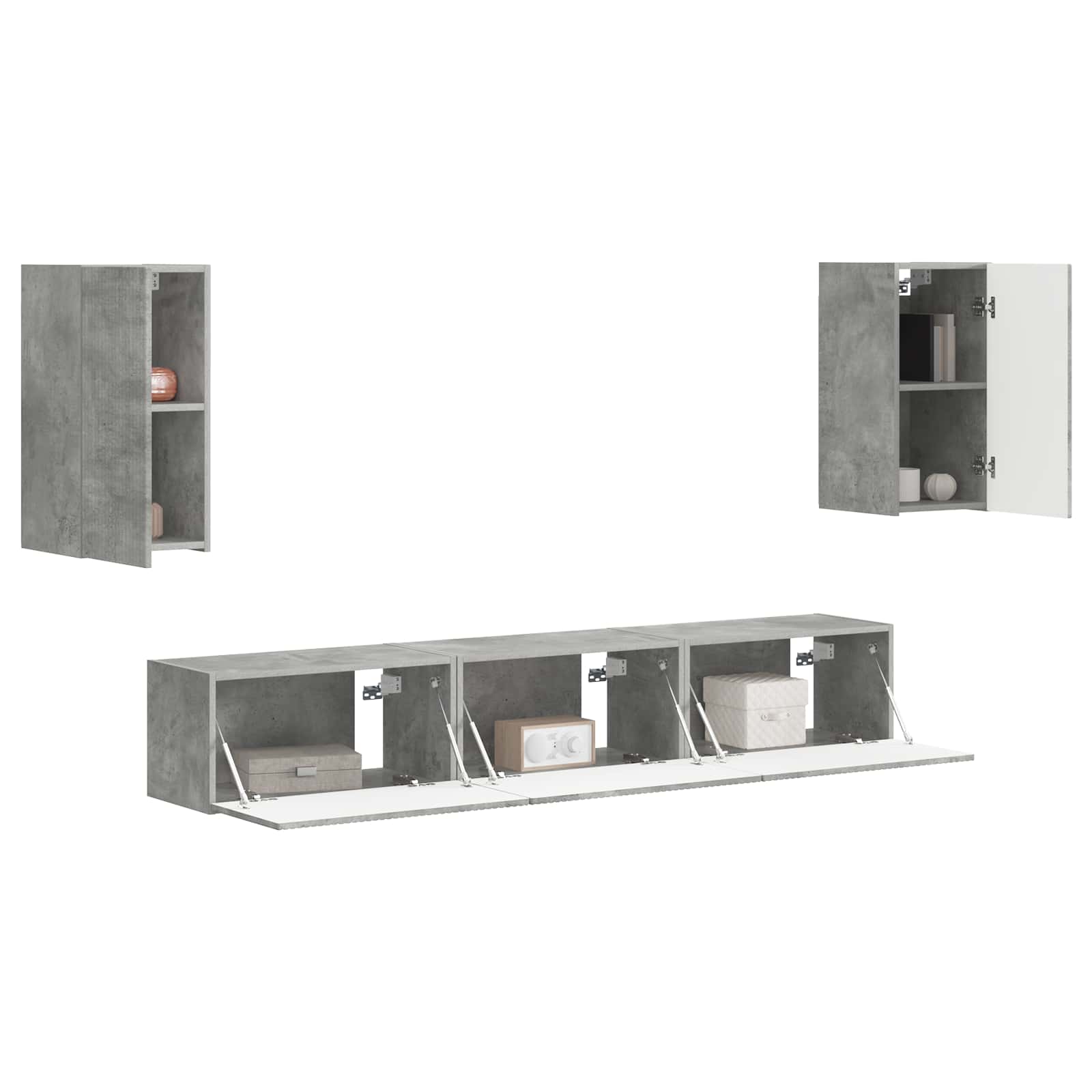Ensemble meuble TV 5 pcs Gris béton Bois d'ingénierie - XIOS