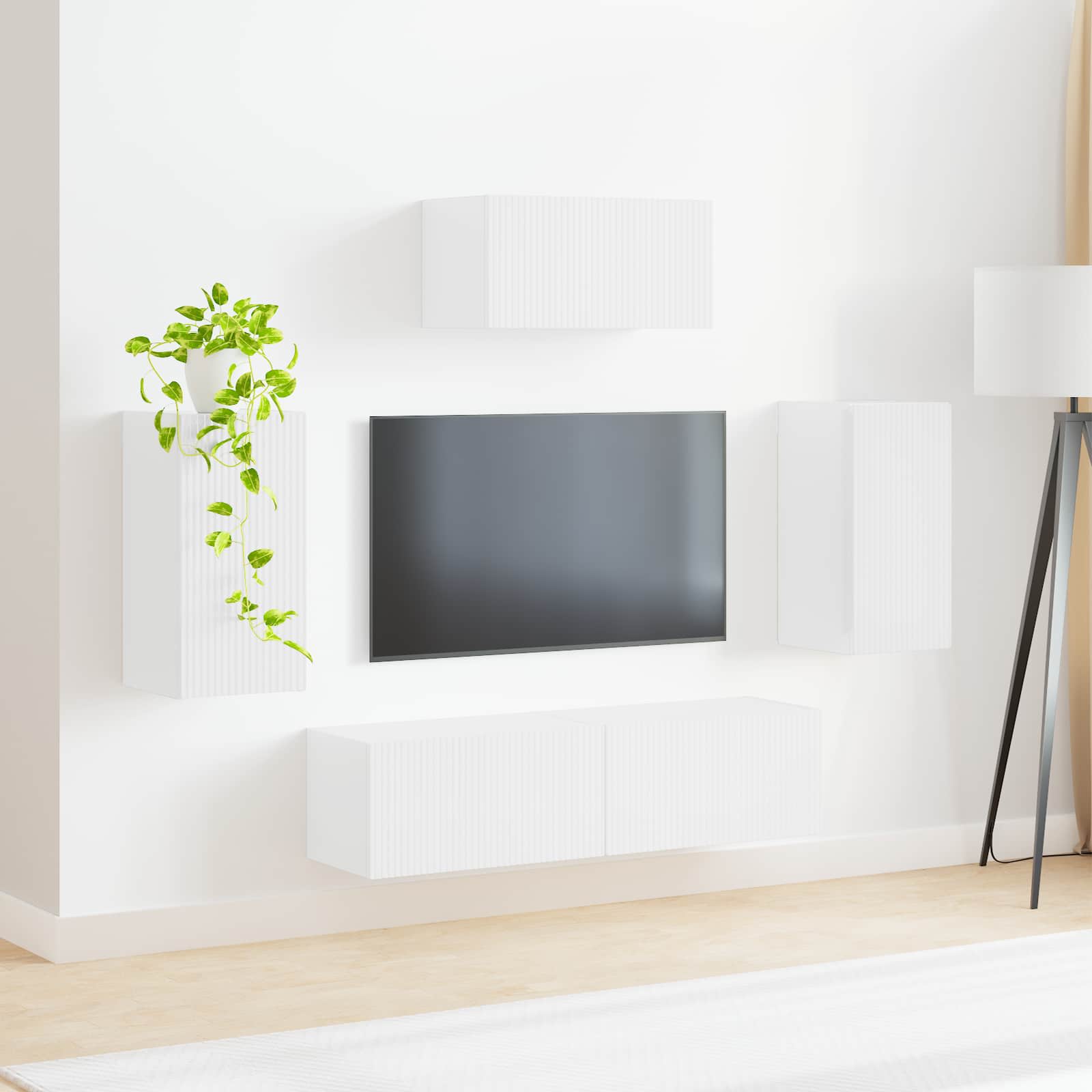 Ensemble meuble TV 5 pcs Blanc brillant Bois d'ingénierie - XIOS