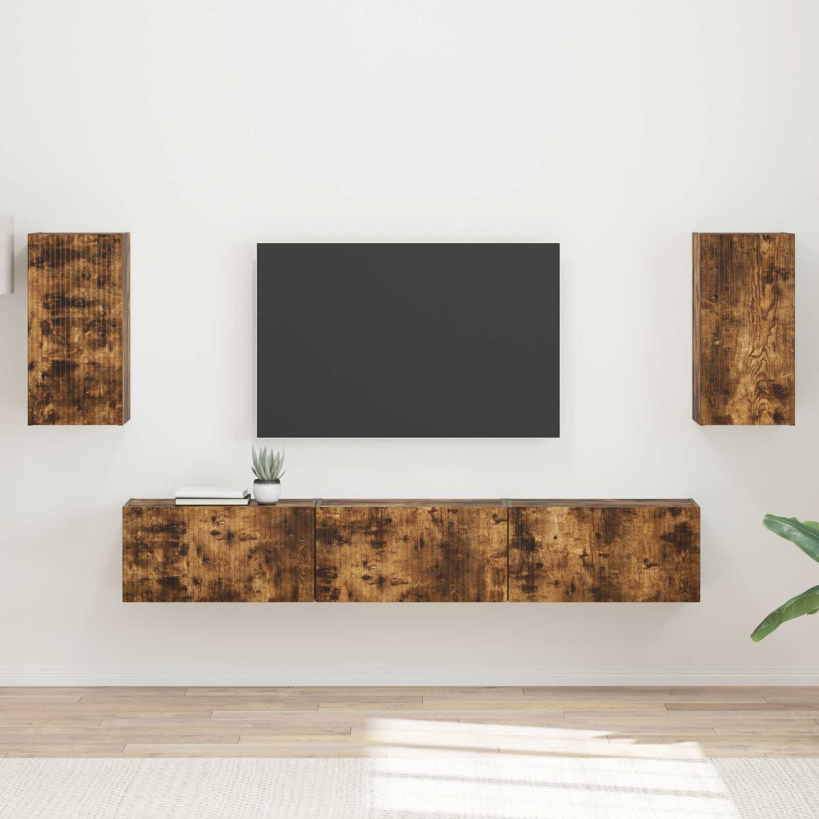Ensemble meuble TV 5 pcs Chêne fumé Bois d'ingénierie - XIOS