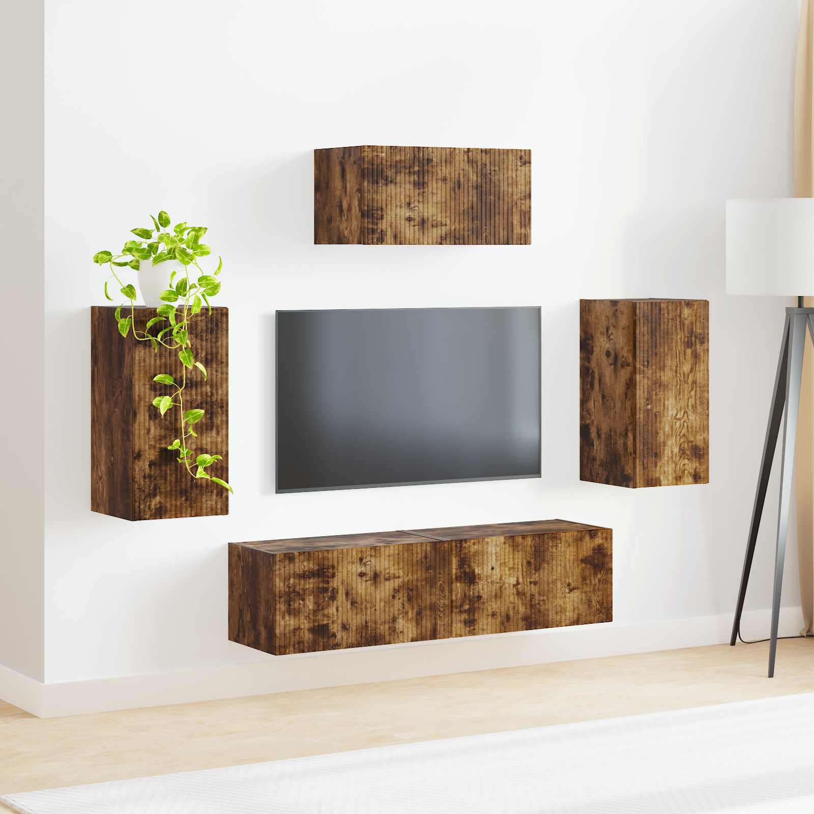 Ensemble meuble TV 5 pcs Chêne fumé Bois d'ingénierie - XIOS