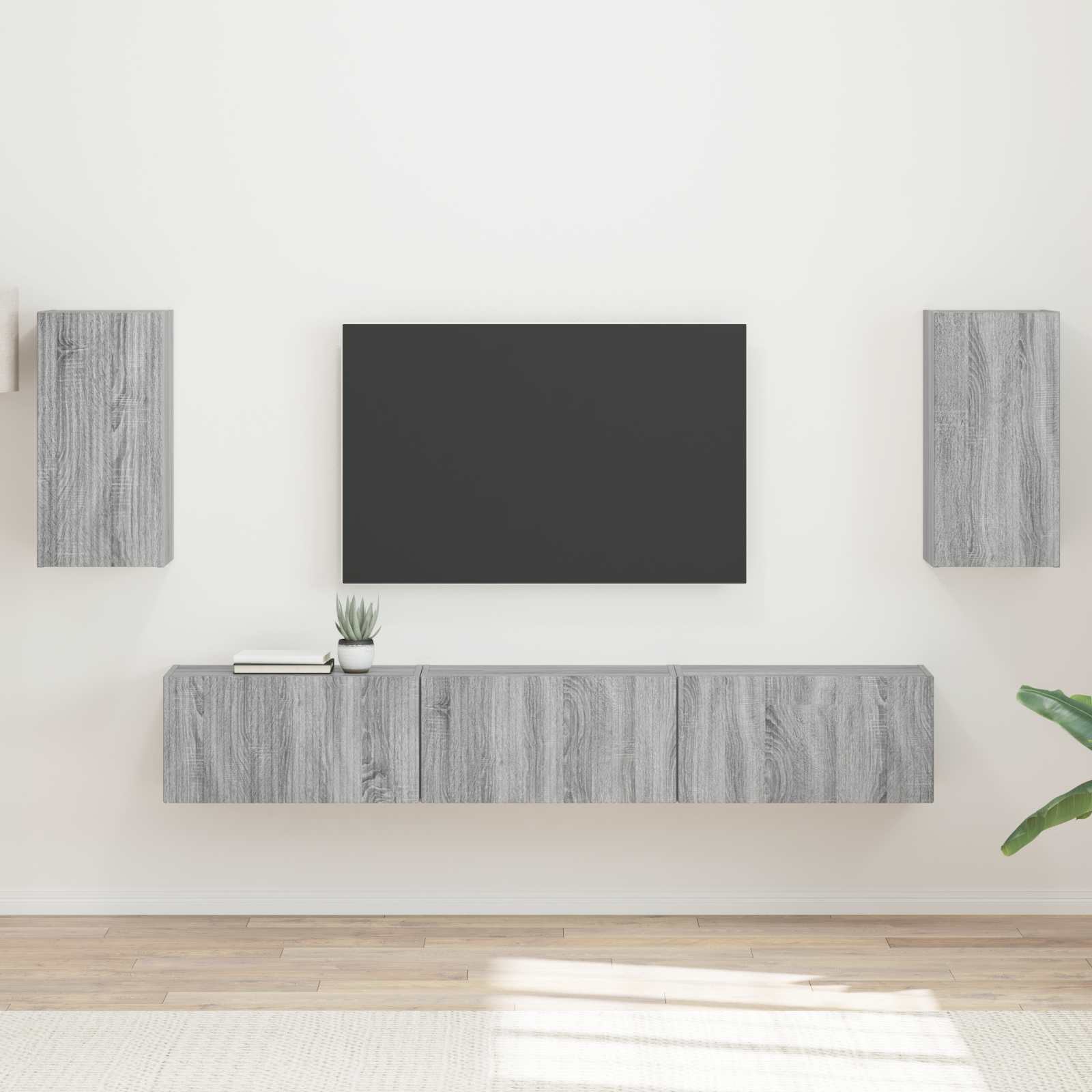 Ensemble meuble TV 5 pcs Gris Sonoma Bois d'ingénierie - XIOS