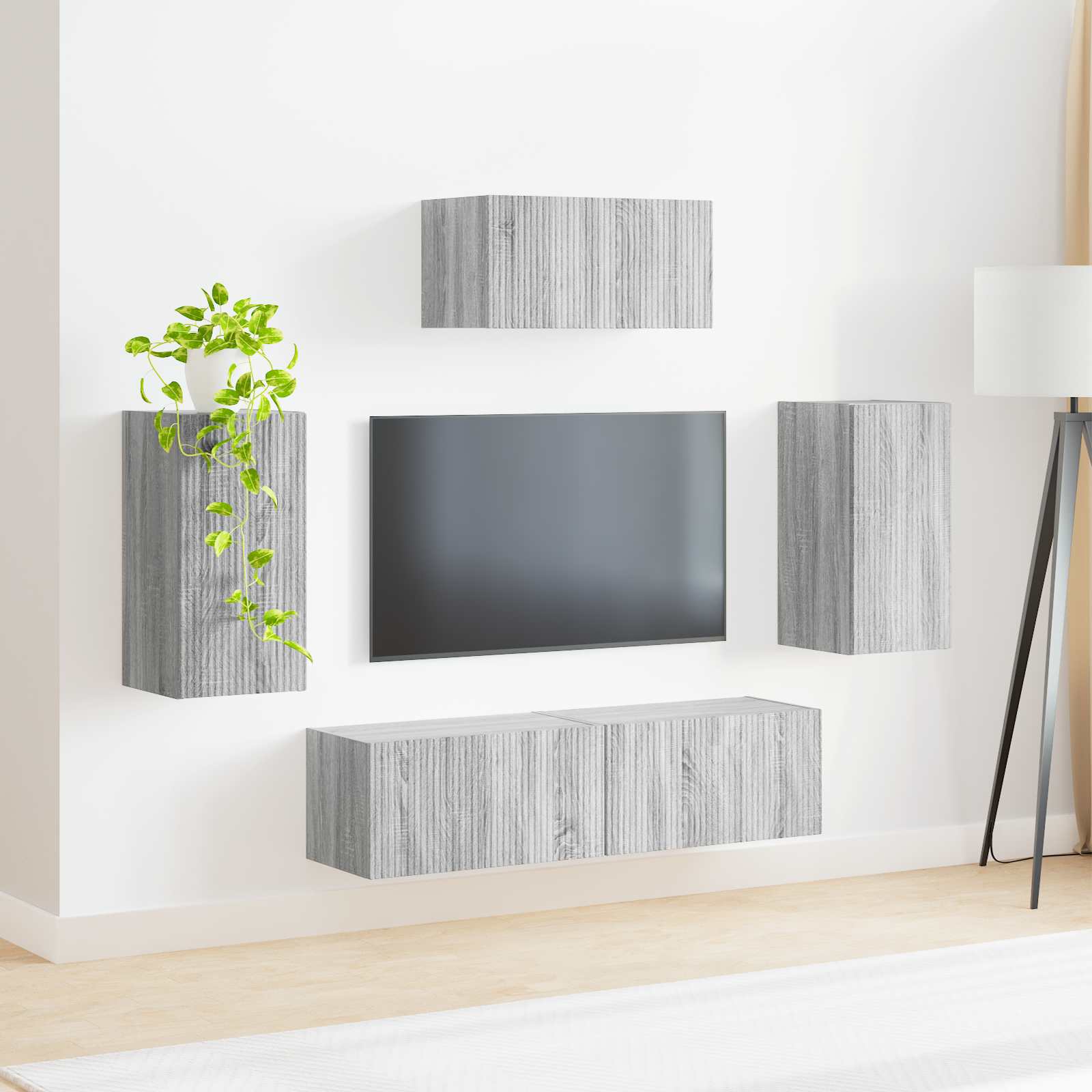 Ensemble meuble TV 5 pcs Gris Sonoma Bois d'ingénierie - XIOS