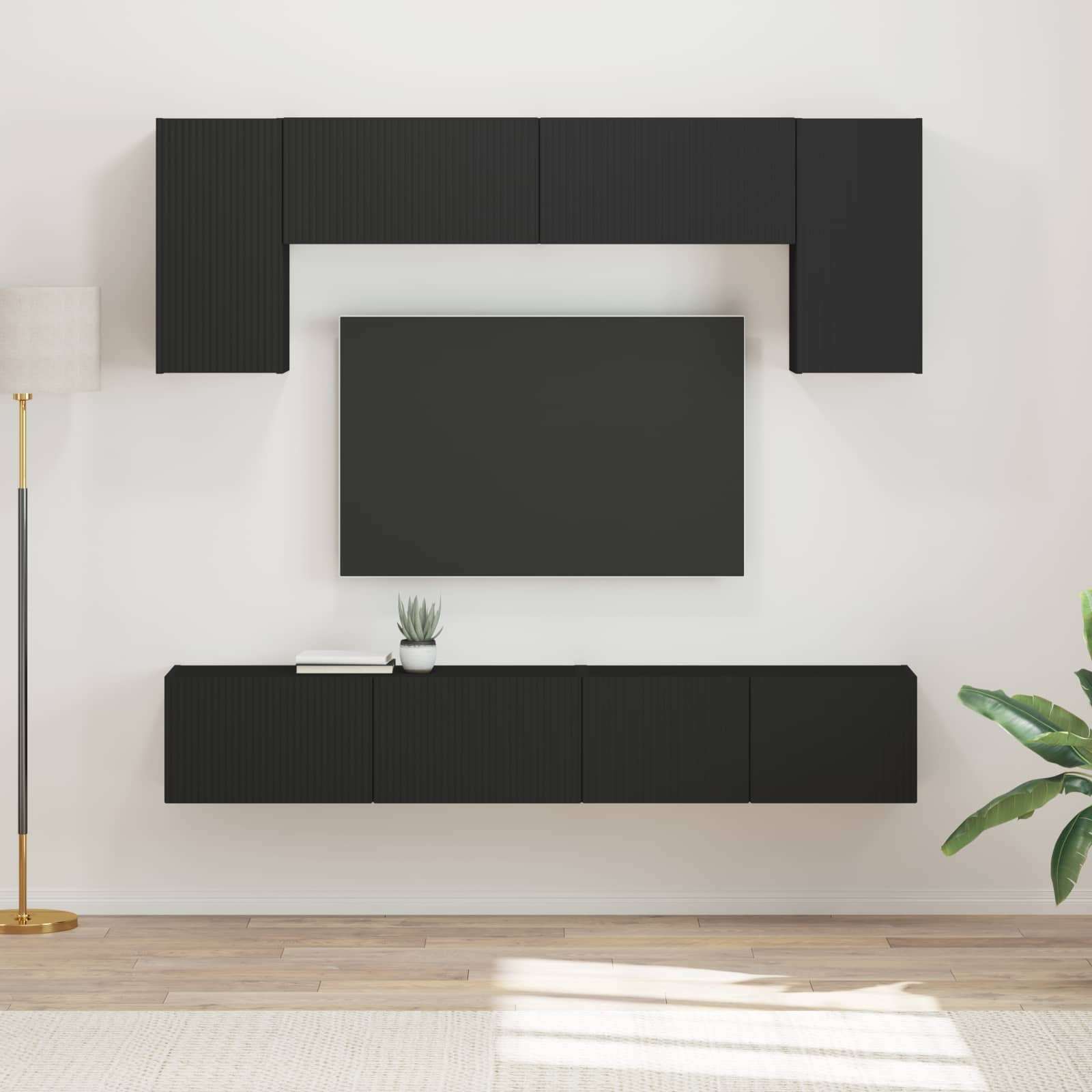 Ensemble meuble TV 4 pc Noir Bois d'ingénierie