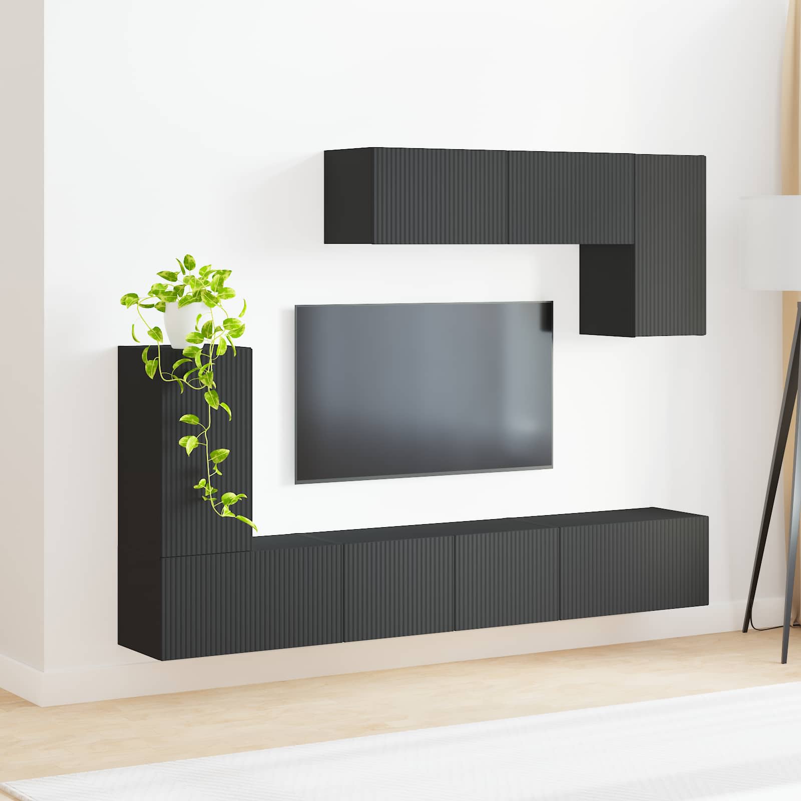 Ensemble meuble TV 4 pc Noir Bois d'ingénierie