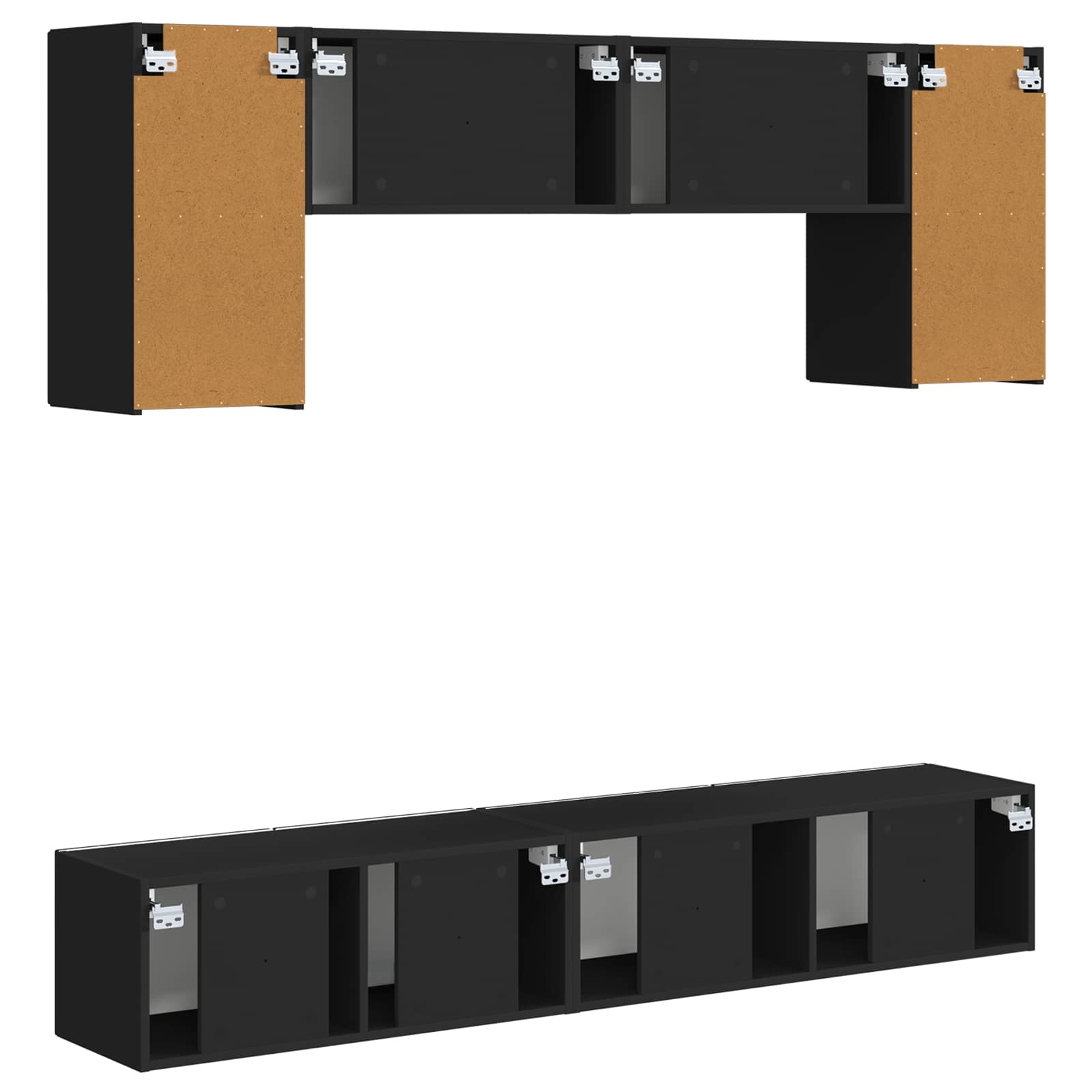 Ensemble meuble TV 4 pc Noir Bois d'ingénierie