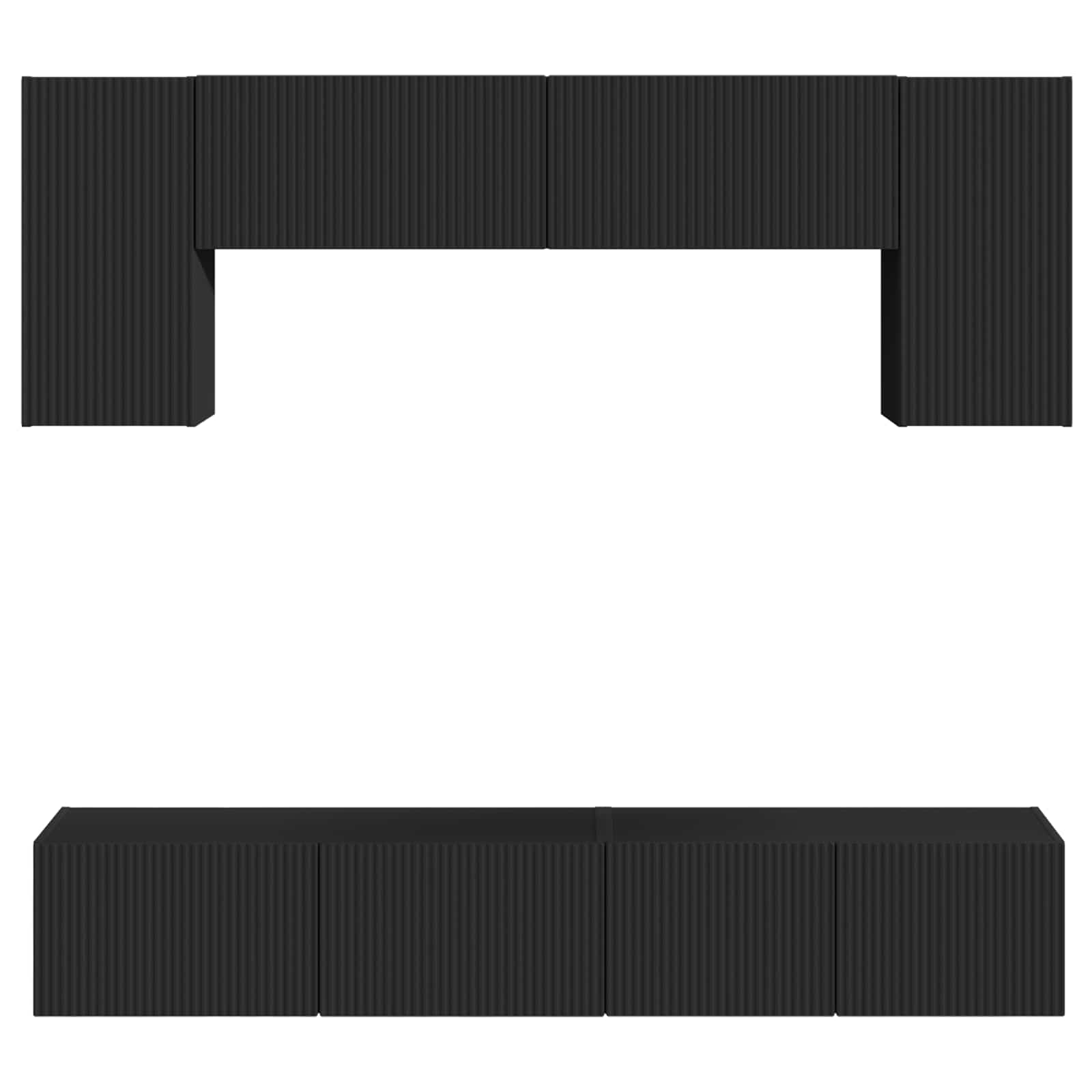 Ensemble meuble TV 4 pc Noir Bois d'ingénierie