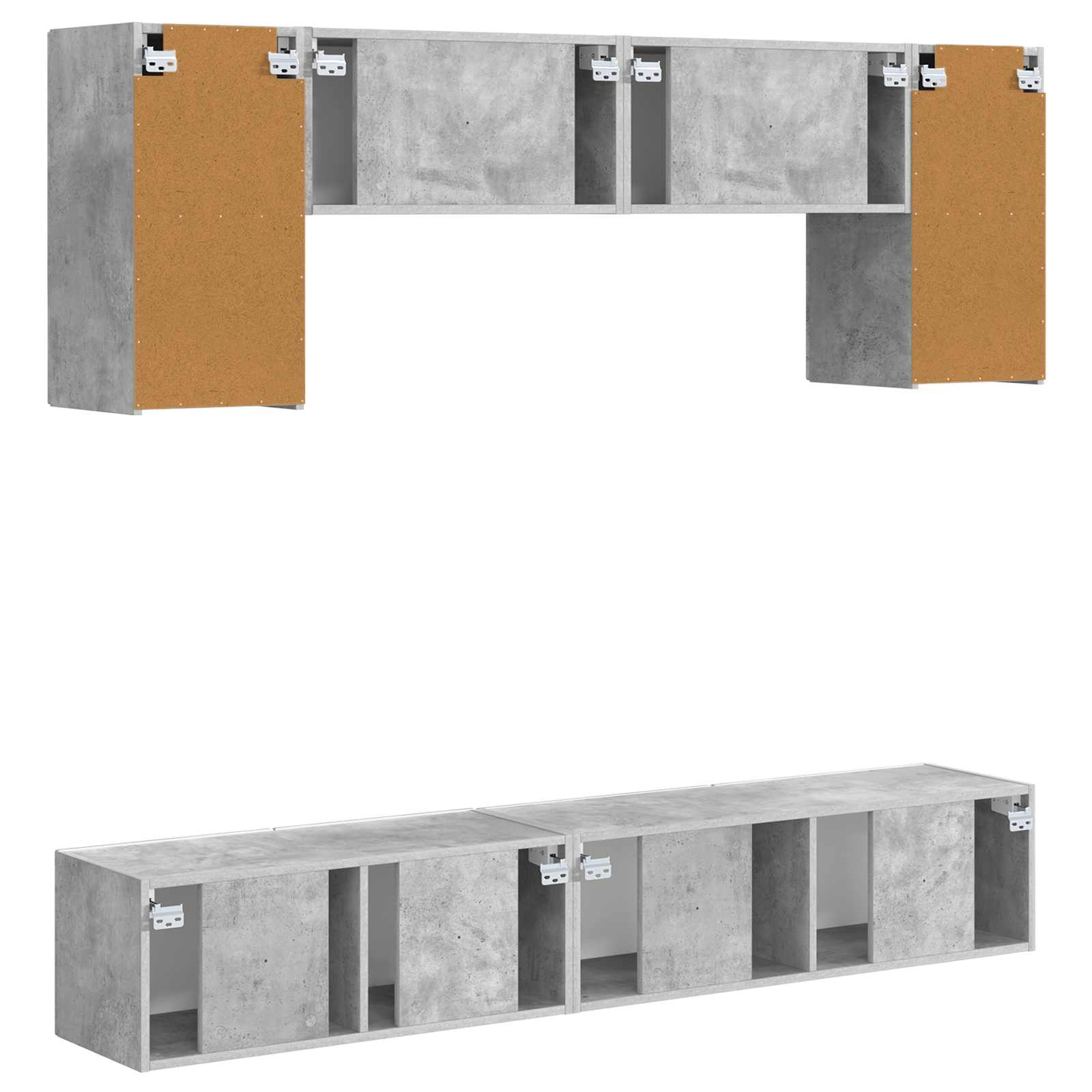 Ensemble meuble TV 4 pcs Gris béton Bois d'ingénierie - XIOS