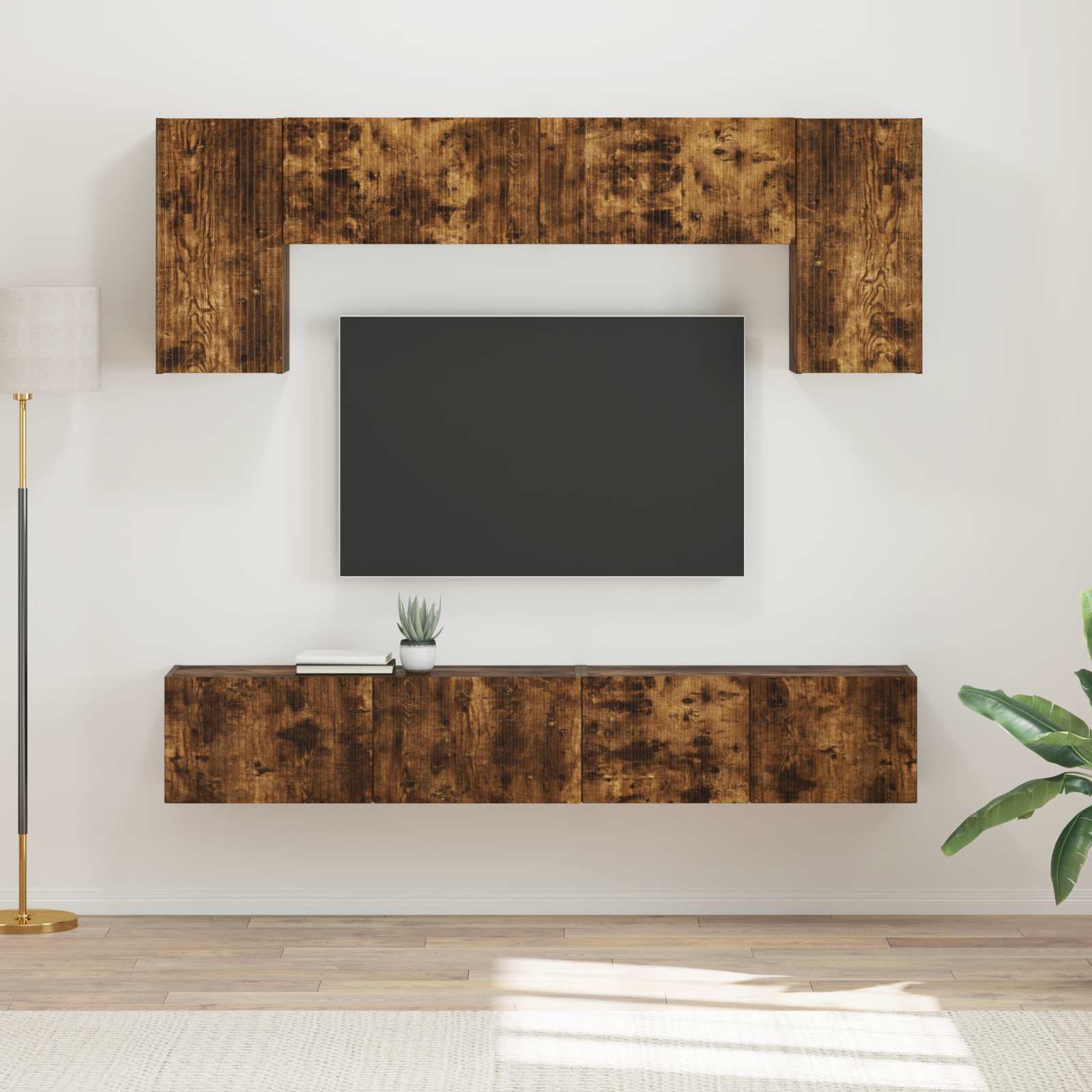 Ensemble meuble TV 4 pcs Chêne fumé Bois d'ingénierie - XIOS