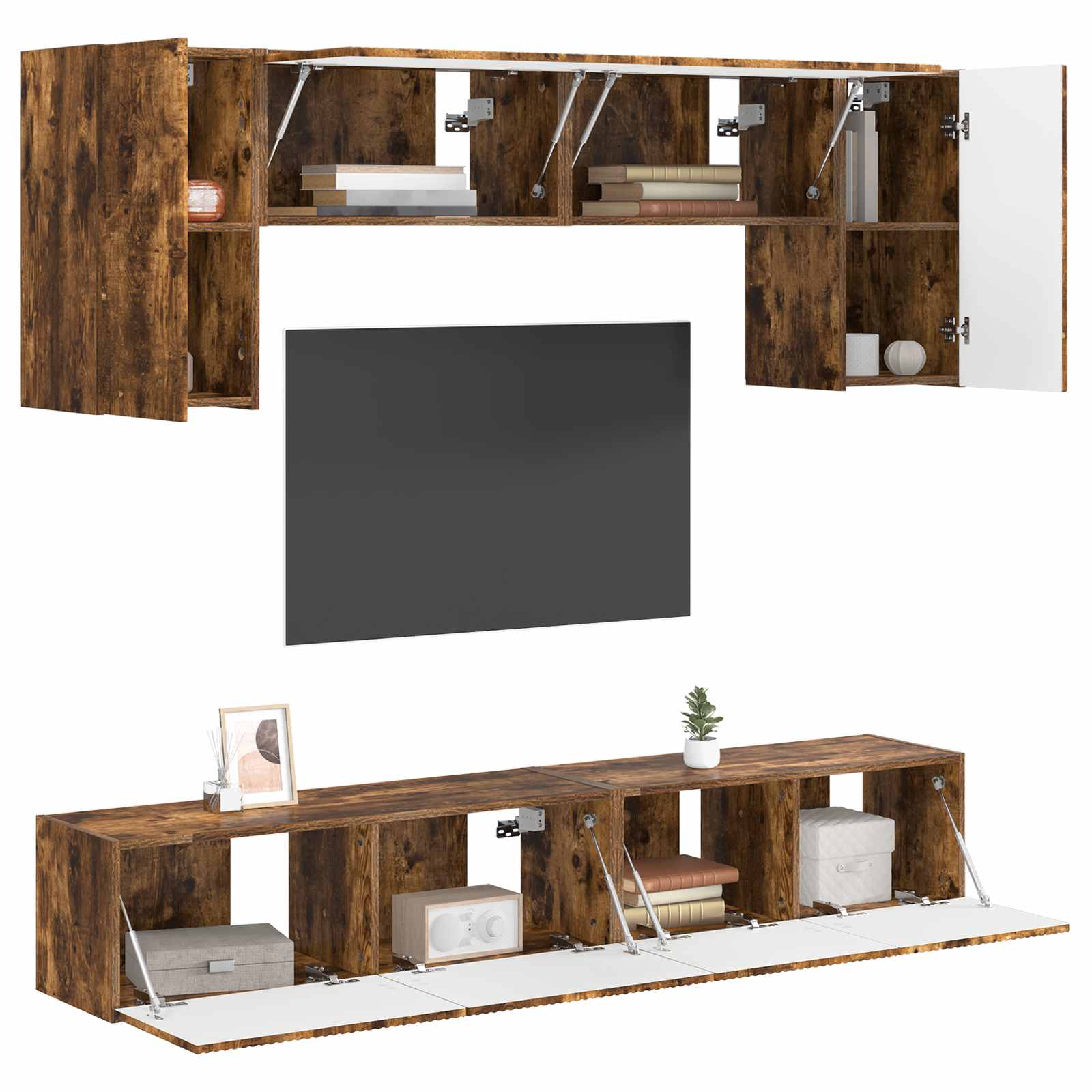 Ensemble meuble TV 4 pcs Chêne fumé Bois d'ingénierie - XIOS