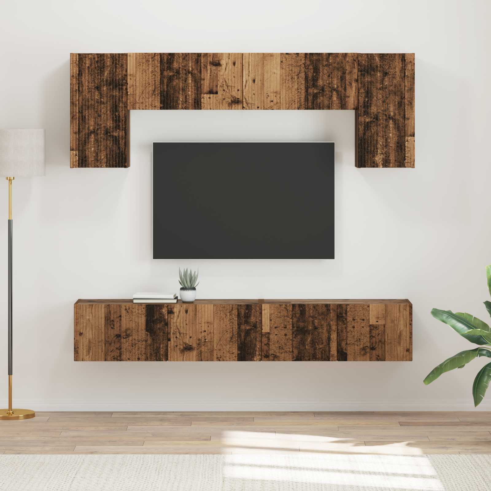 Ensemble meuble TV 4 pcs Bois ancien Bois d'ingénierie - XIOS