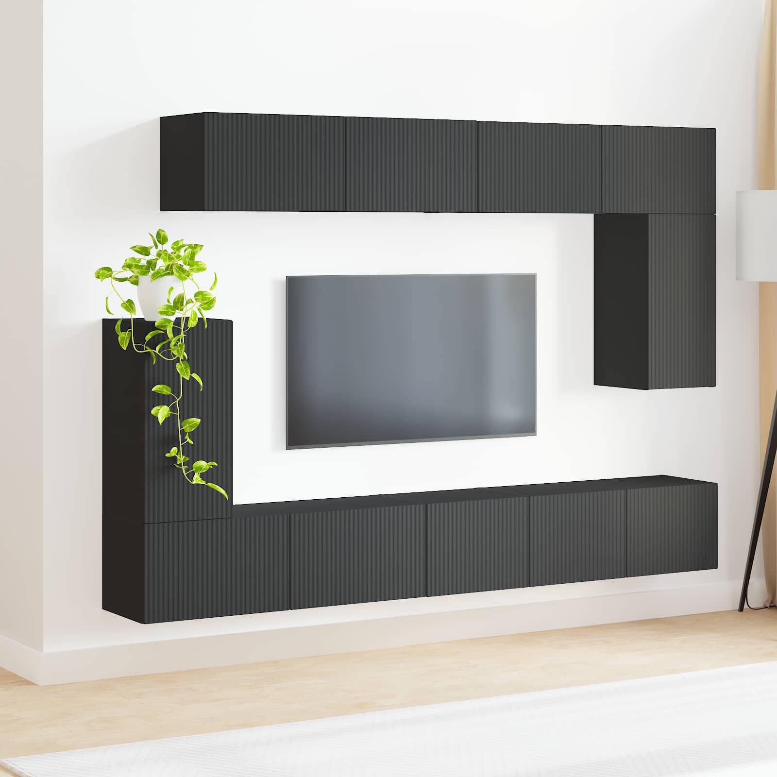 Ensemble meuble TV 5 pc Noir Bois d'ingénierie