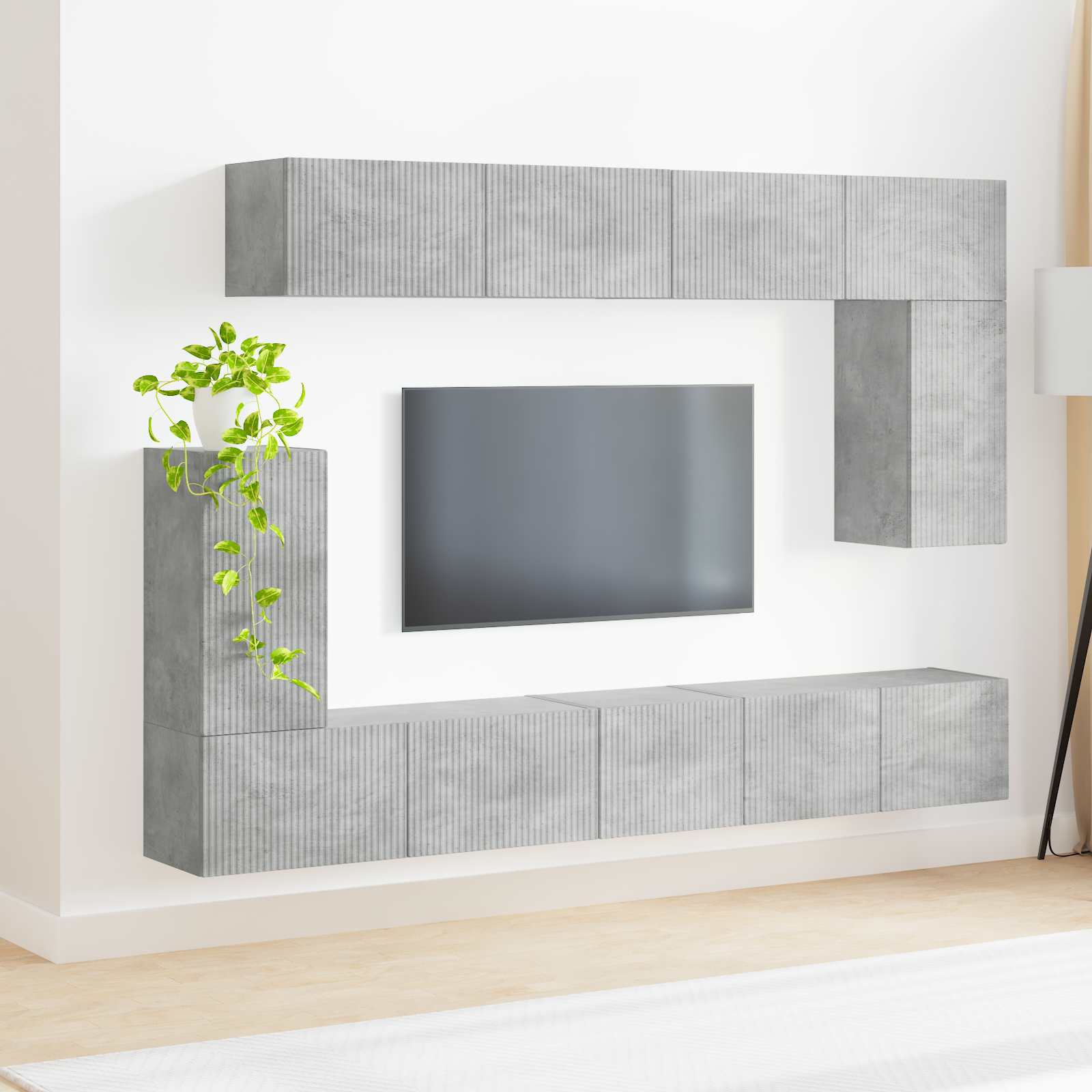 Ensemble meuble TV 5 pcs Gris béton Bois d'ingénierie - XIOS