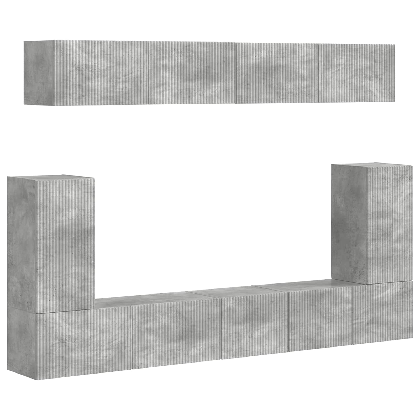 Ensemble meuble TV 5 pcs Gris béton Bois d'ingénierie - XIOS