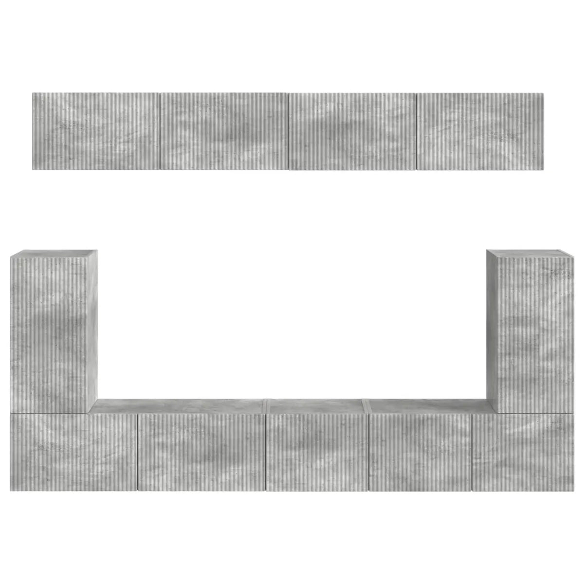 Ensemble meuble TV 5 pc Gris béton Bois d’ingénierie - XIOS