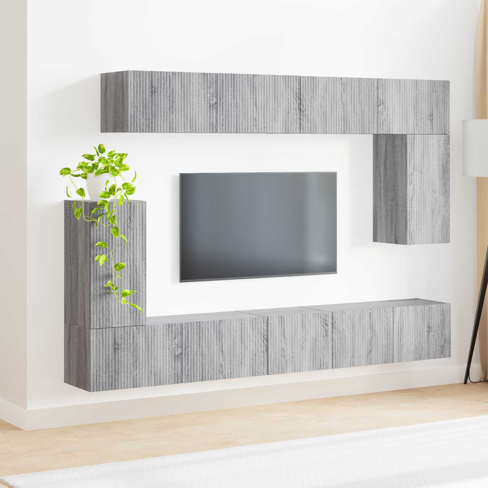 Ensemble meuble TV 5 pcs Gris Sonoma Bois d'ingénierie - XIOS
