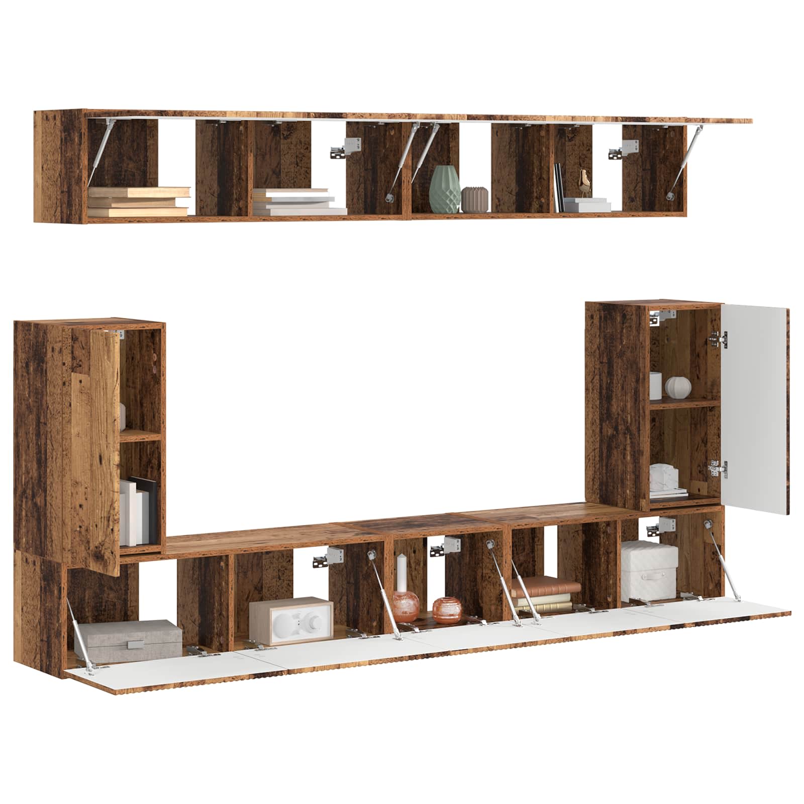 Ensemble meuble TV 5 pcs Bois ancien Bois d'ingénierie - XIOS
