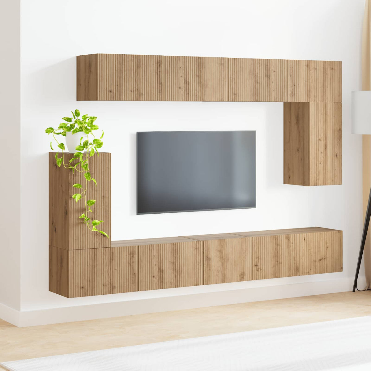 Ensemble meuble TV 5 pc Chêne artisanal Bois d'ingénierie - XIOS