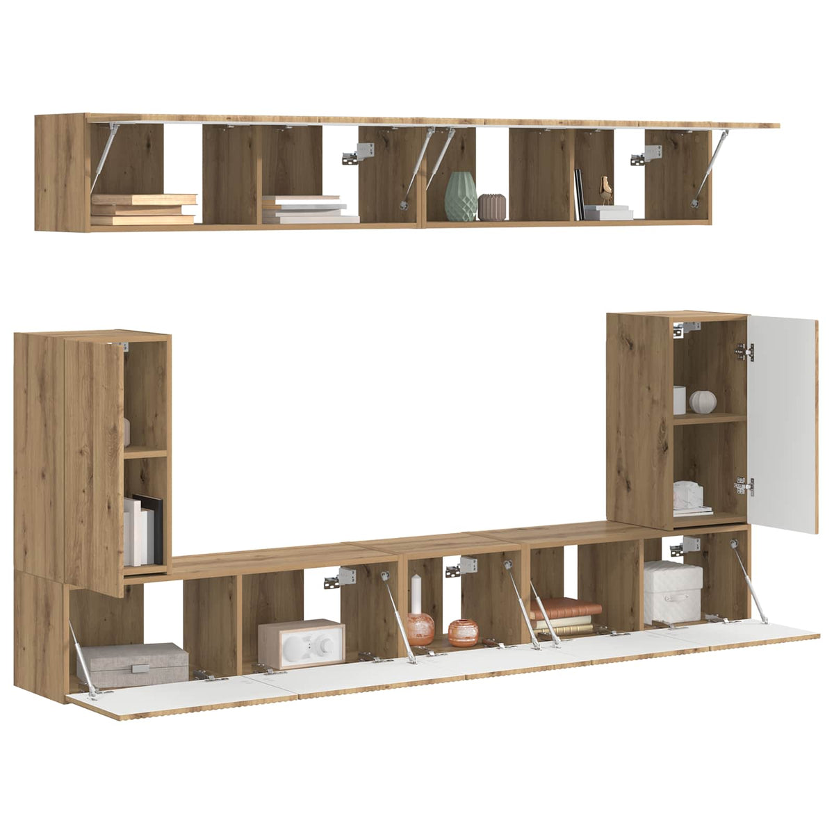 Ensemble meuble TV 5 pc Chêne artisanal Bois d'ingénierie - XIOS