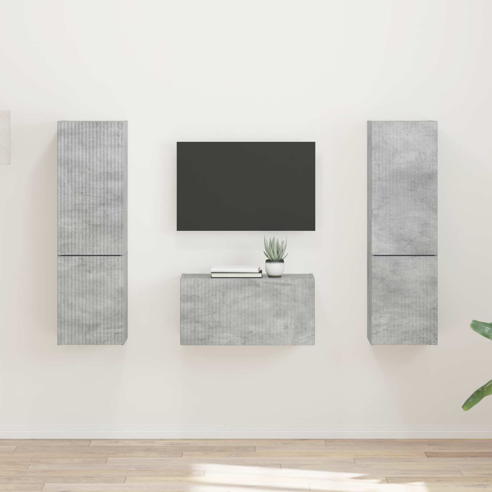 Ensemble meuble TV 5 pcs Gris béton Bois d'ingénierie - XIOS