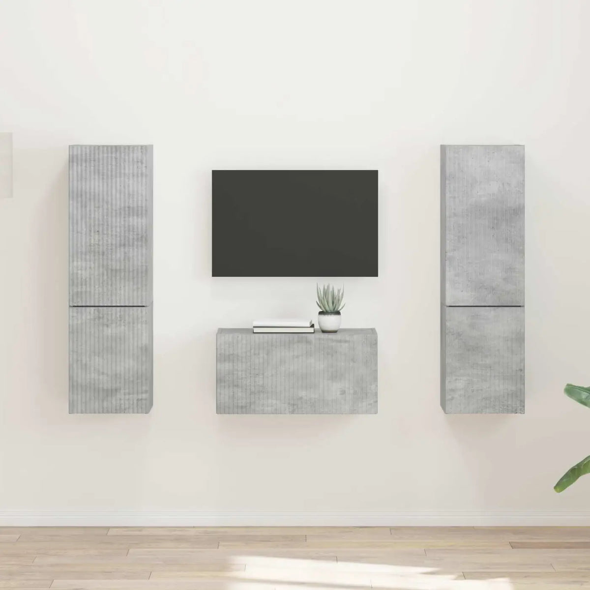Ensemble meuble TV 5 pc Gris béton Bois d’ingénierie - XIOS