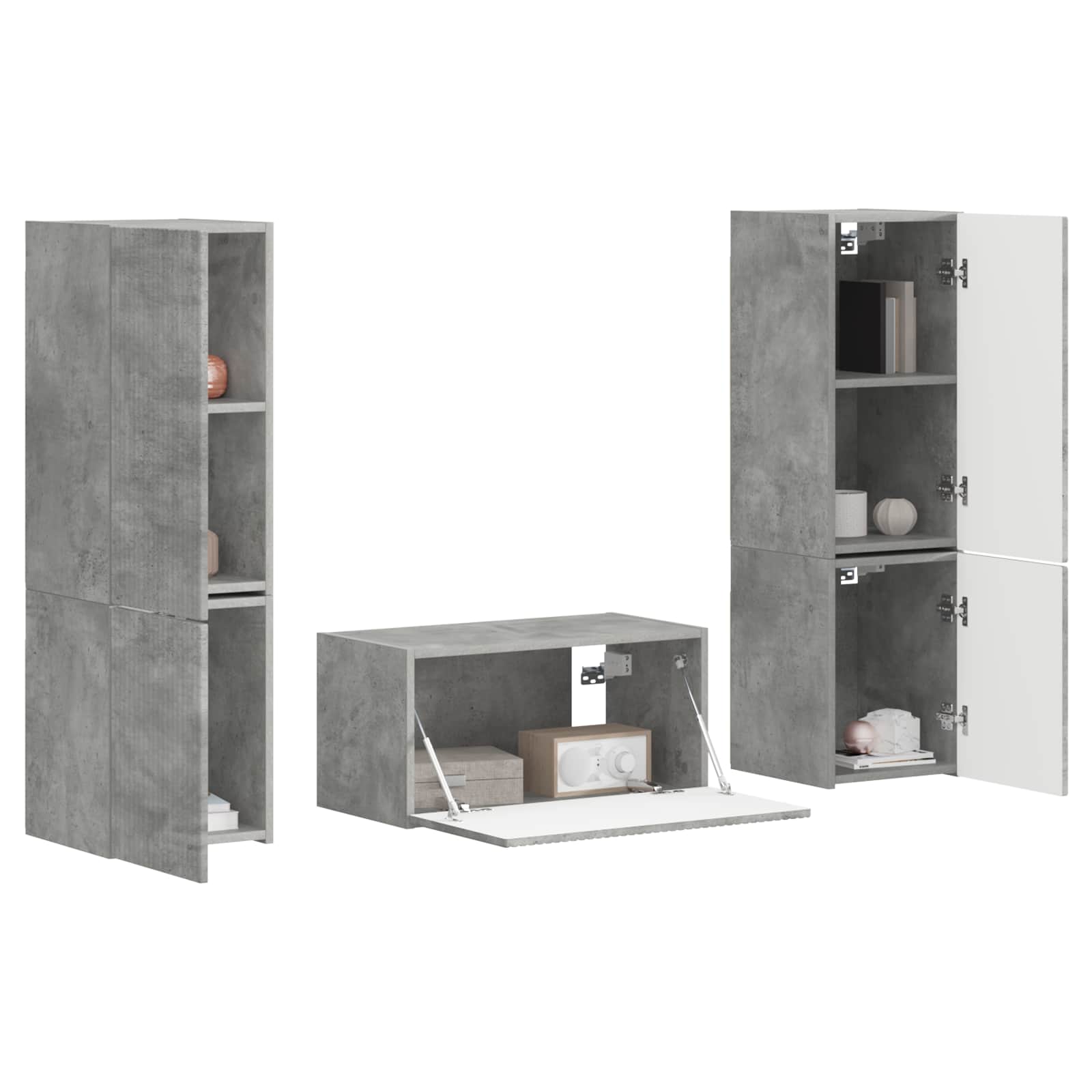 Ensemble meuble TV 5 pcs Gris béton Bois d'ingénierie - XIOS