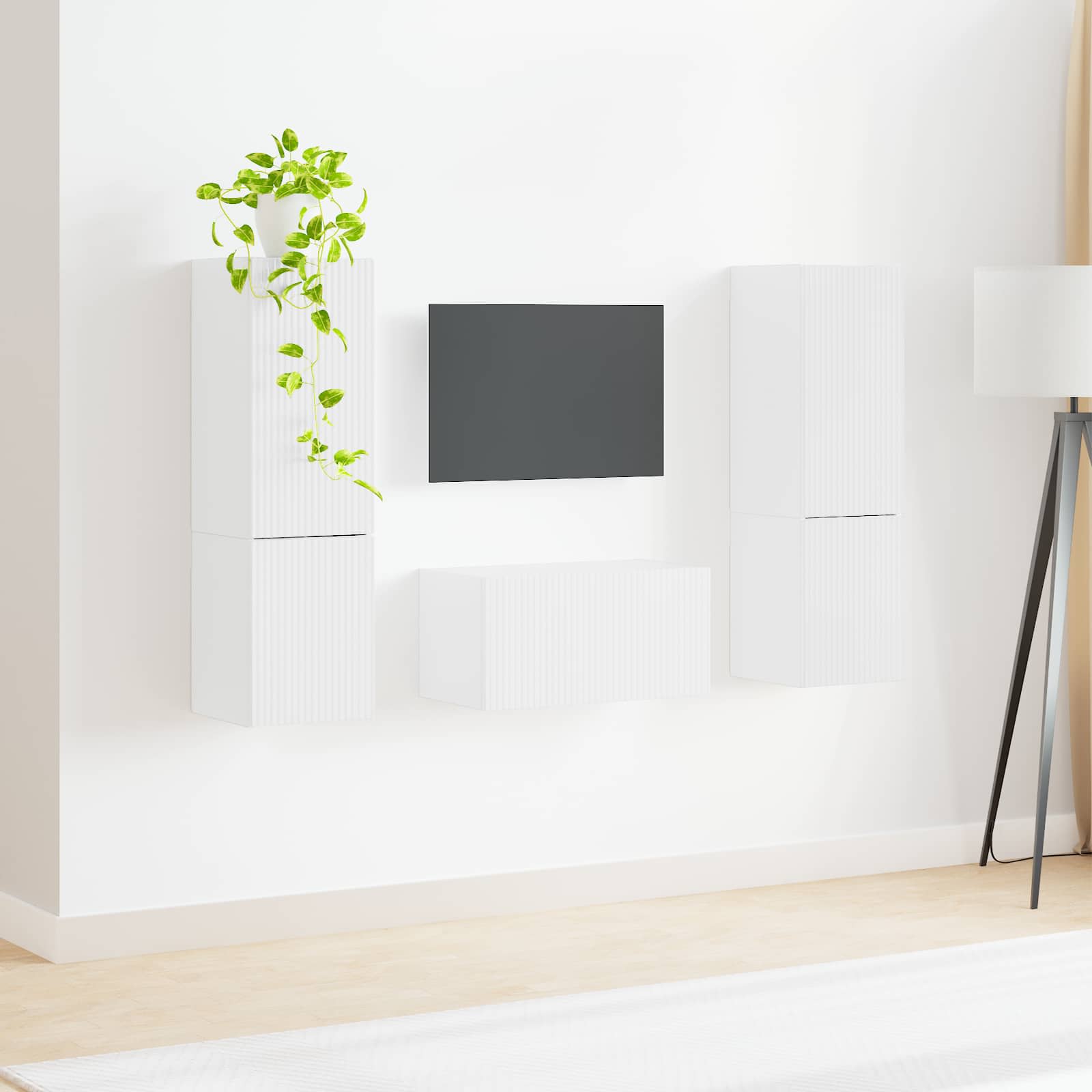 Ensemble meuble TV 5 pcs Blanc brillant Bois d'ingénierie - XIOS